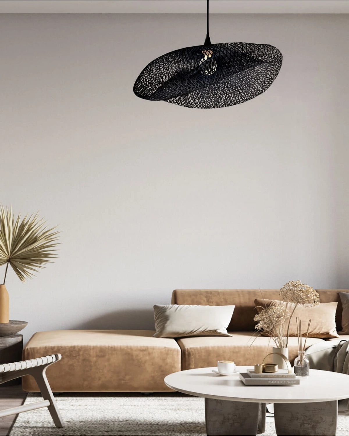 Natural Bamboo Pendant Light - Black