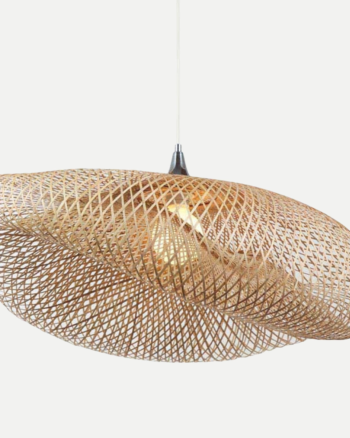 Natural Bamboo Pendant Light - White