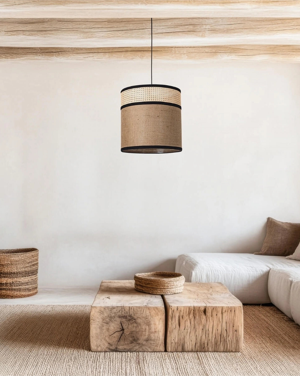 Natural Burlap Pendant Light