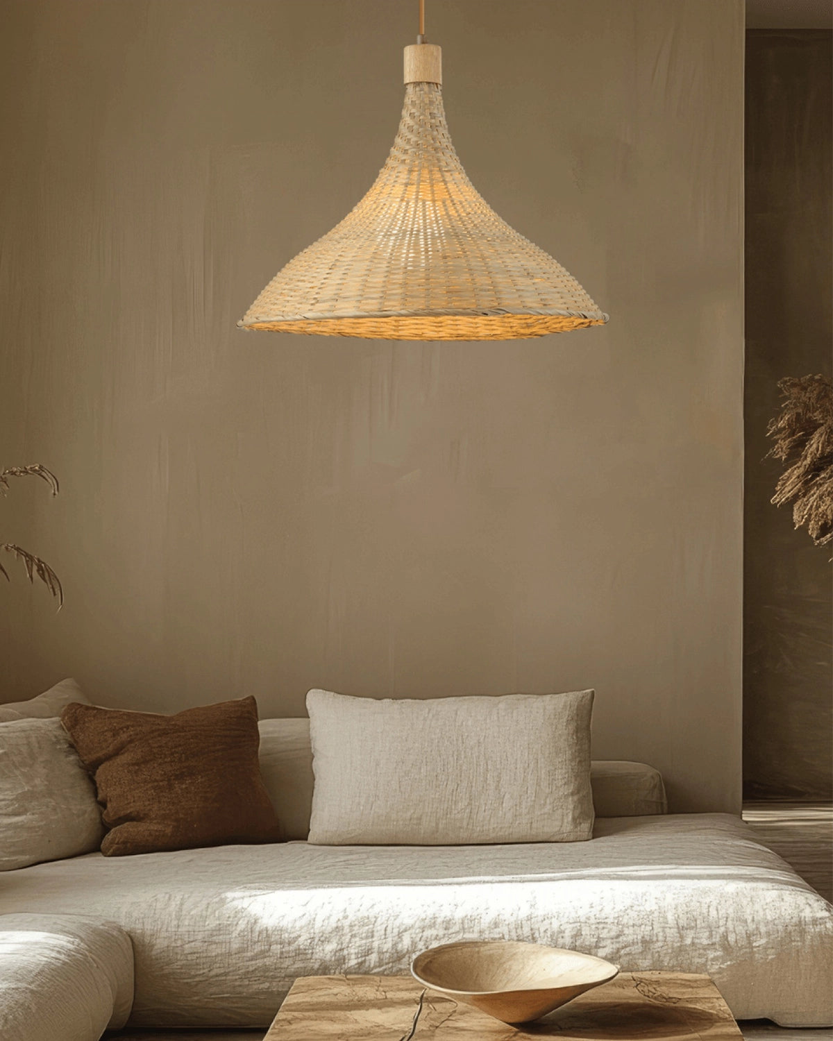 Natural Rattan Pendant Light - Trumpet
