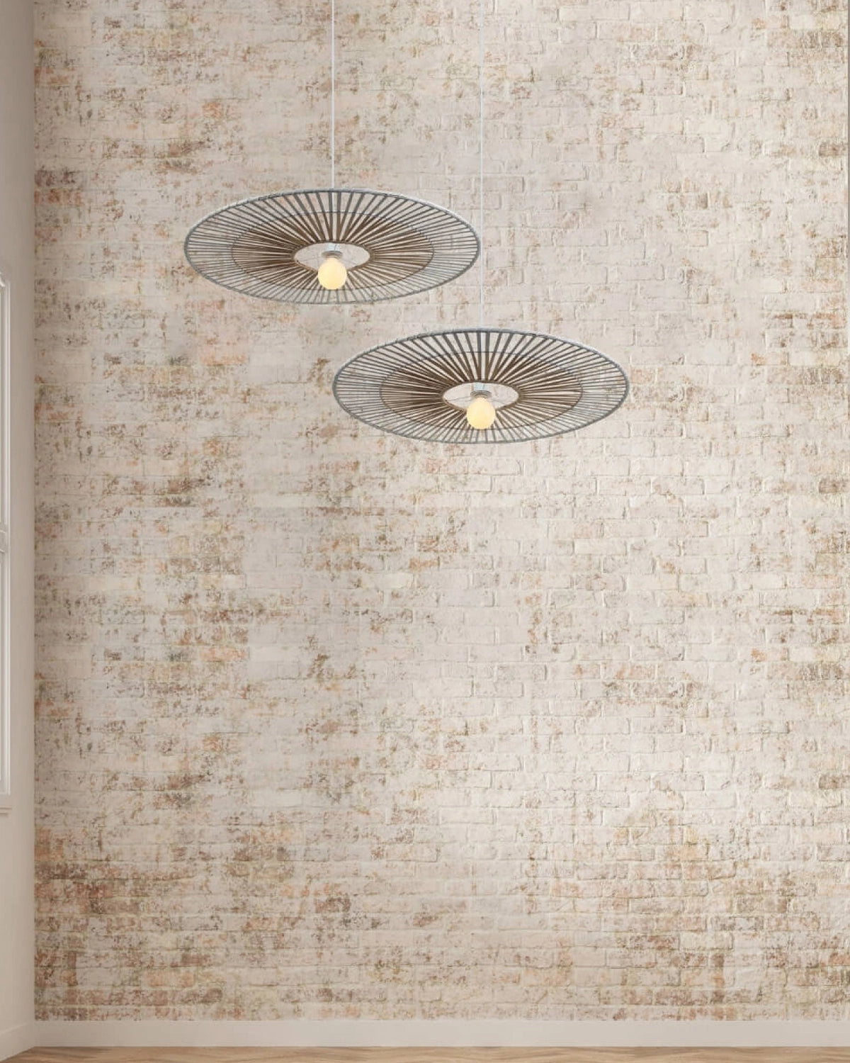 Natural Bamboo Pendant Light - White