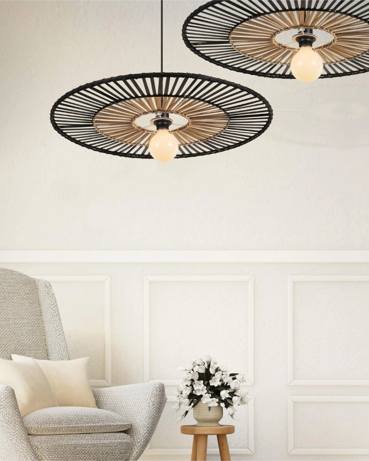 Natural Bamboo Pendant Light - Black