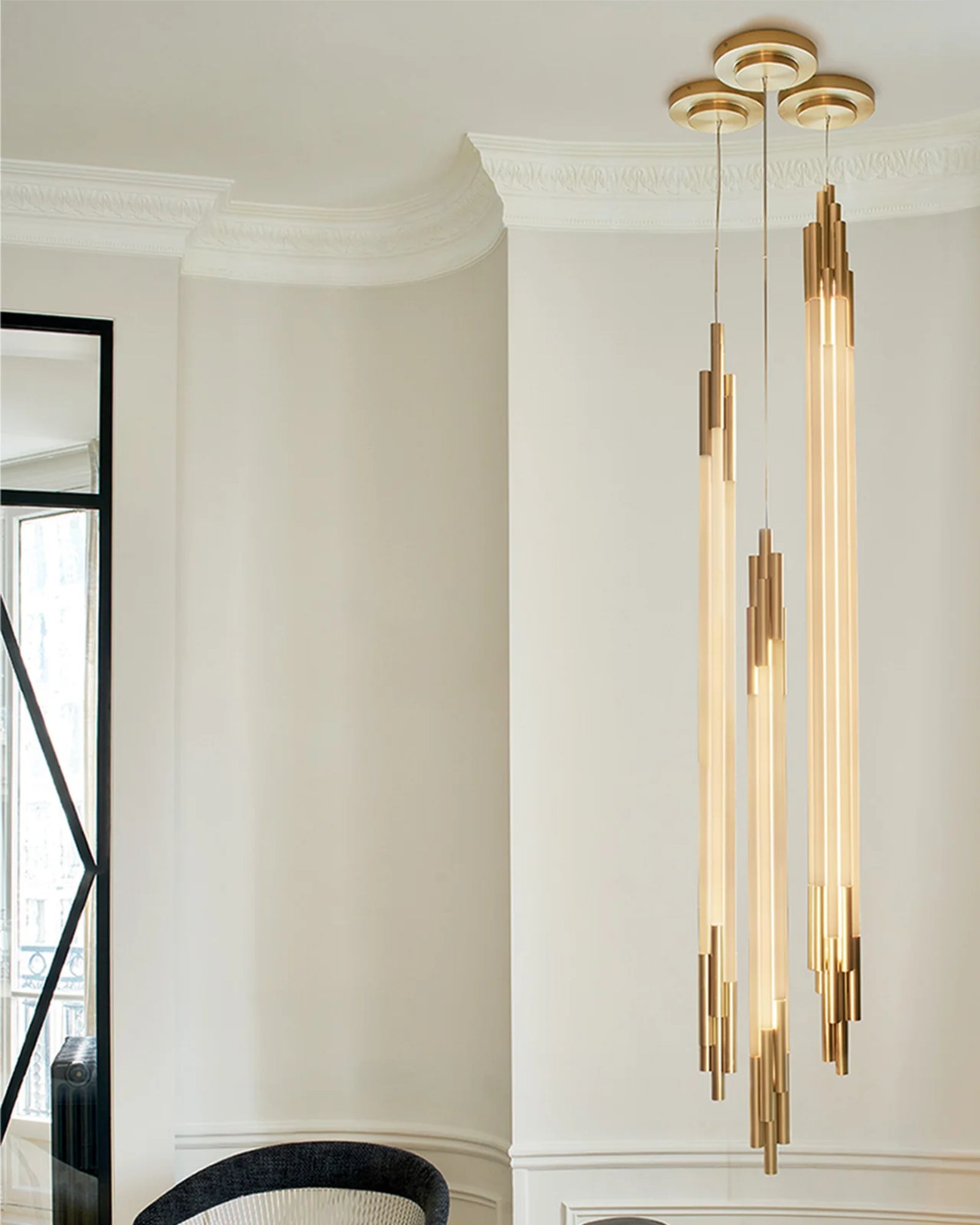 Org Vertical Pendant Light by DCW Interiors featured in a modern contemporary living room | Nook Collections