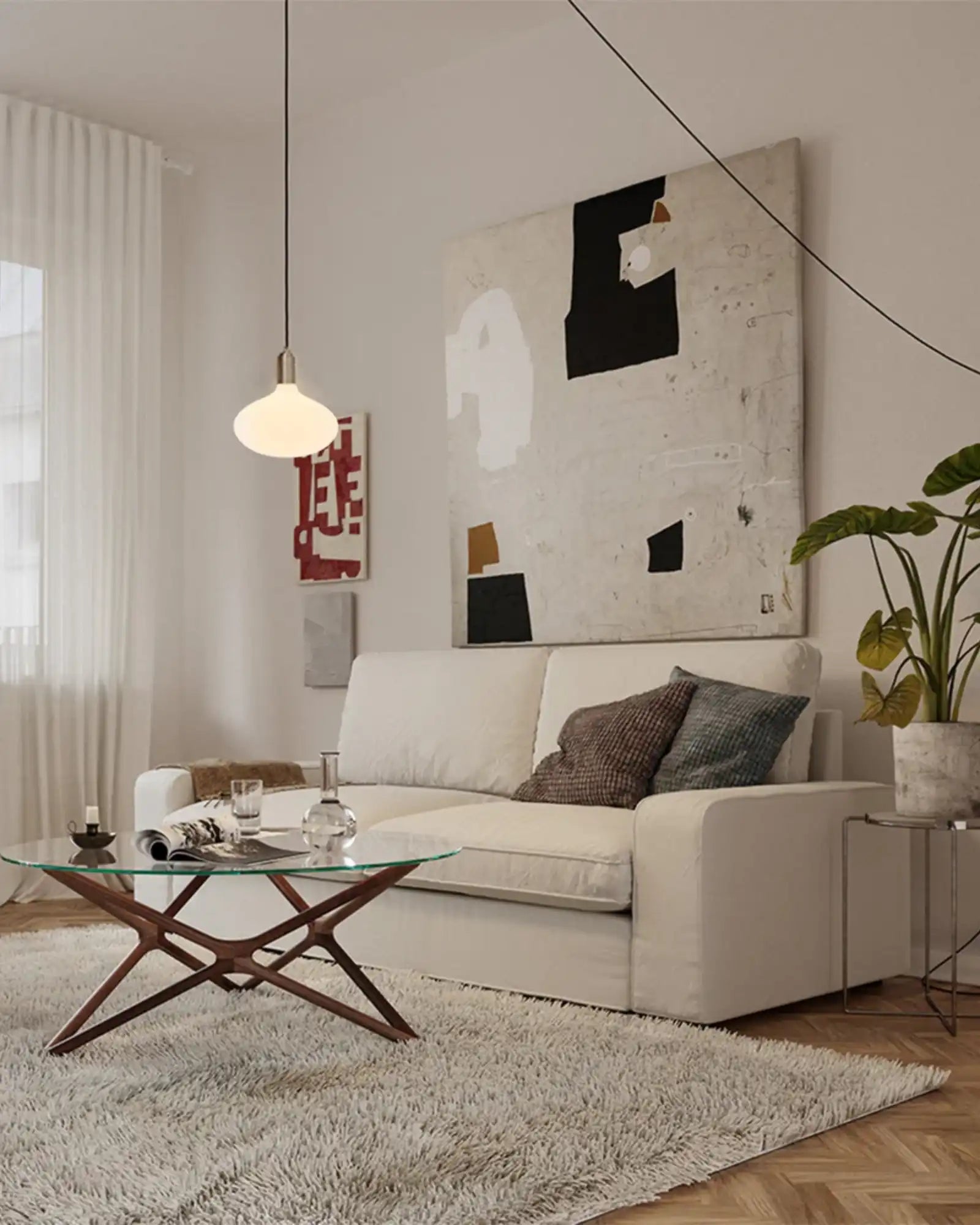 Oval Plug-in Pendant Light by Tala featured within a contemporary living room | Nook Collections