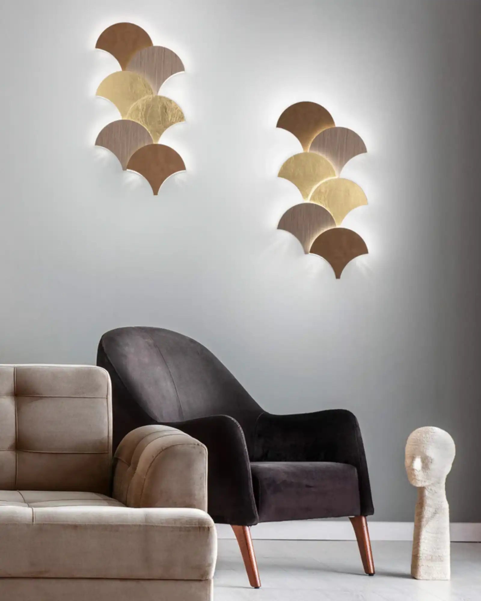 Palm Wall Light by Masiero Lighting featured within a contemporary living room | Nook Collections