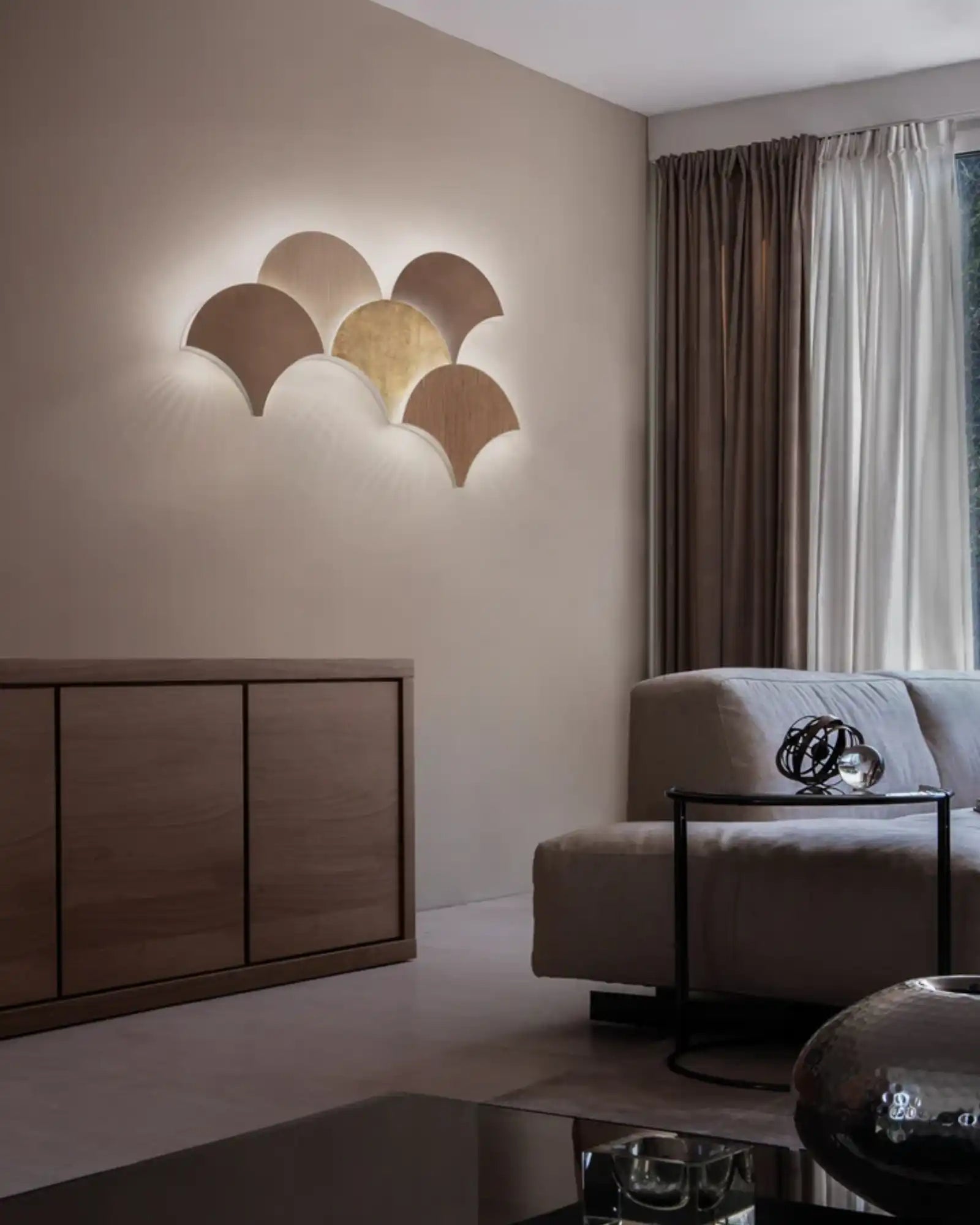 Palm Wall Light by Masiero Lighting featured within a contemporary living room | Nook Collections