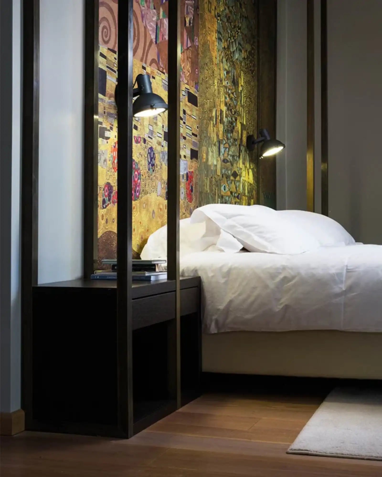 Projecteur Wall Light by Nemo Lighting featured in a modern contemporary bedroom | Nook Collections