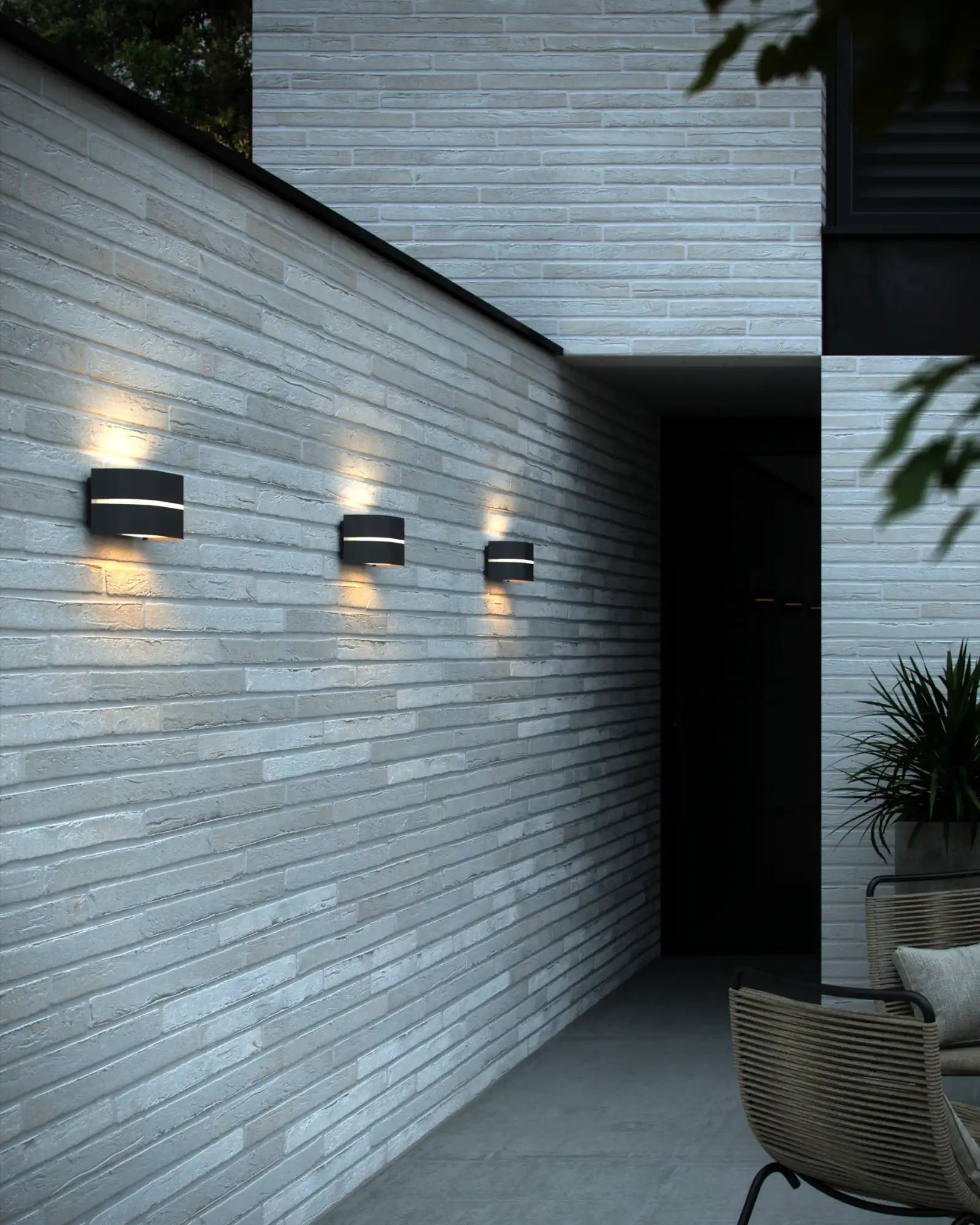 Sibelis Wall Light by Nordlux Lighting featured in lawn area | Nook Collections