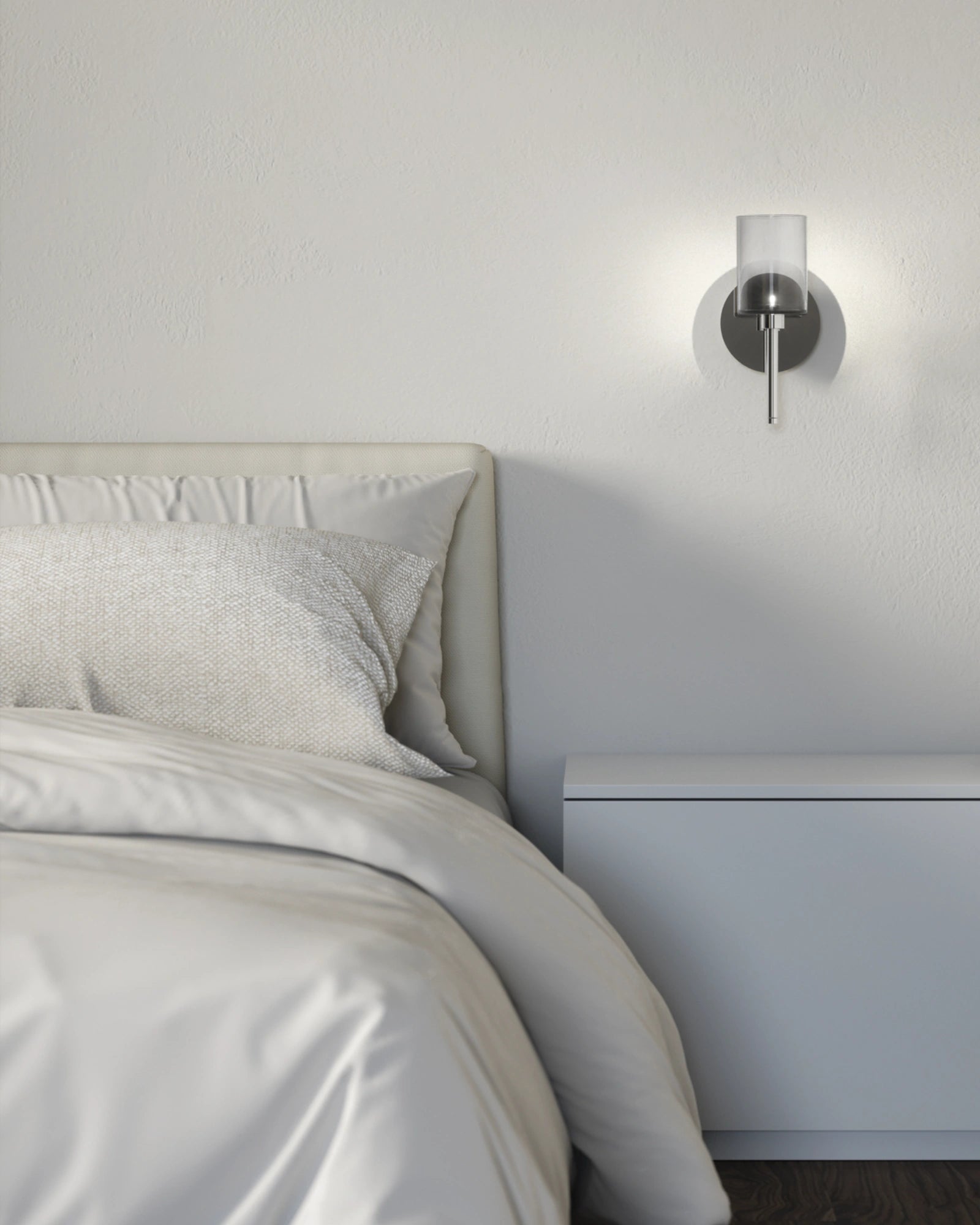 Spillray Wall Light by Axolight featured in a modern contemporary bedroom | Nook Collections