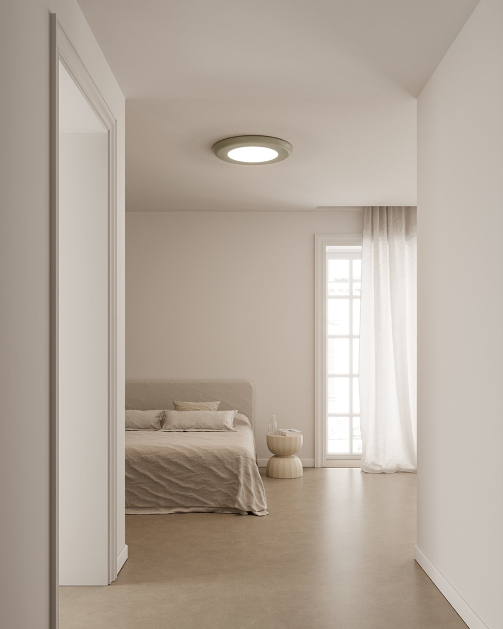 Sunday Ceiling Light by Axolight featured in a modern contemporary bedroom | Nook Collections