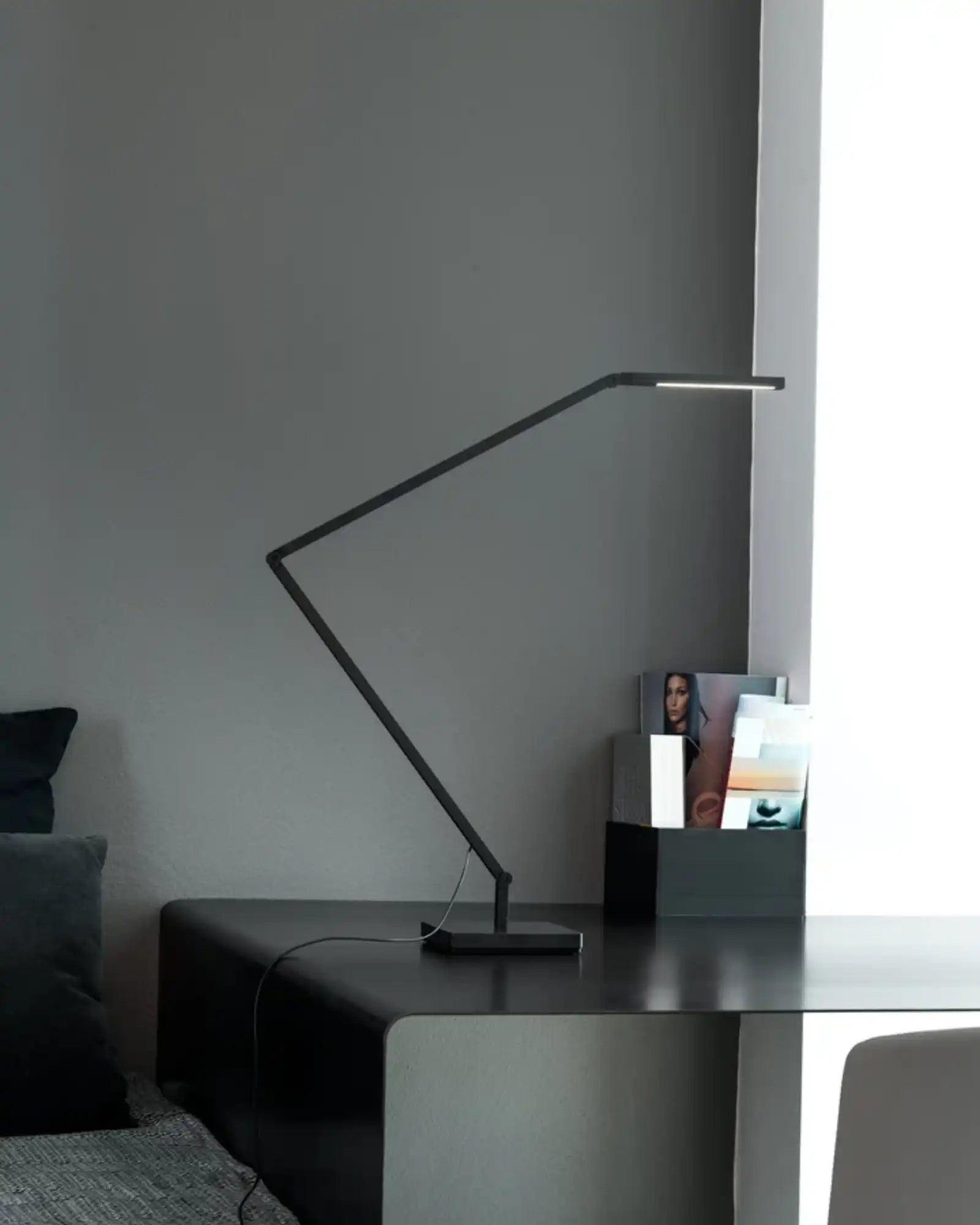 Untitled Linear Table Lamp by Nemo Lighting featured in a modern bedroom | Nook Collections