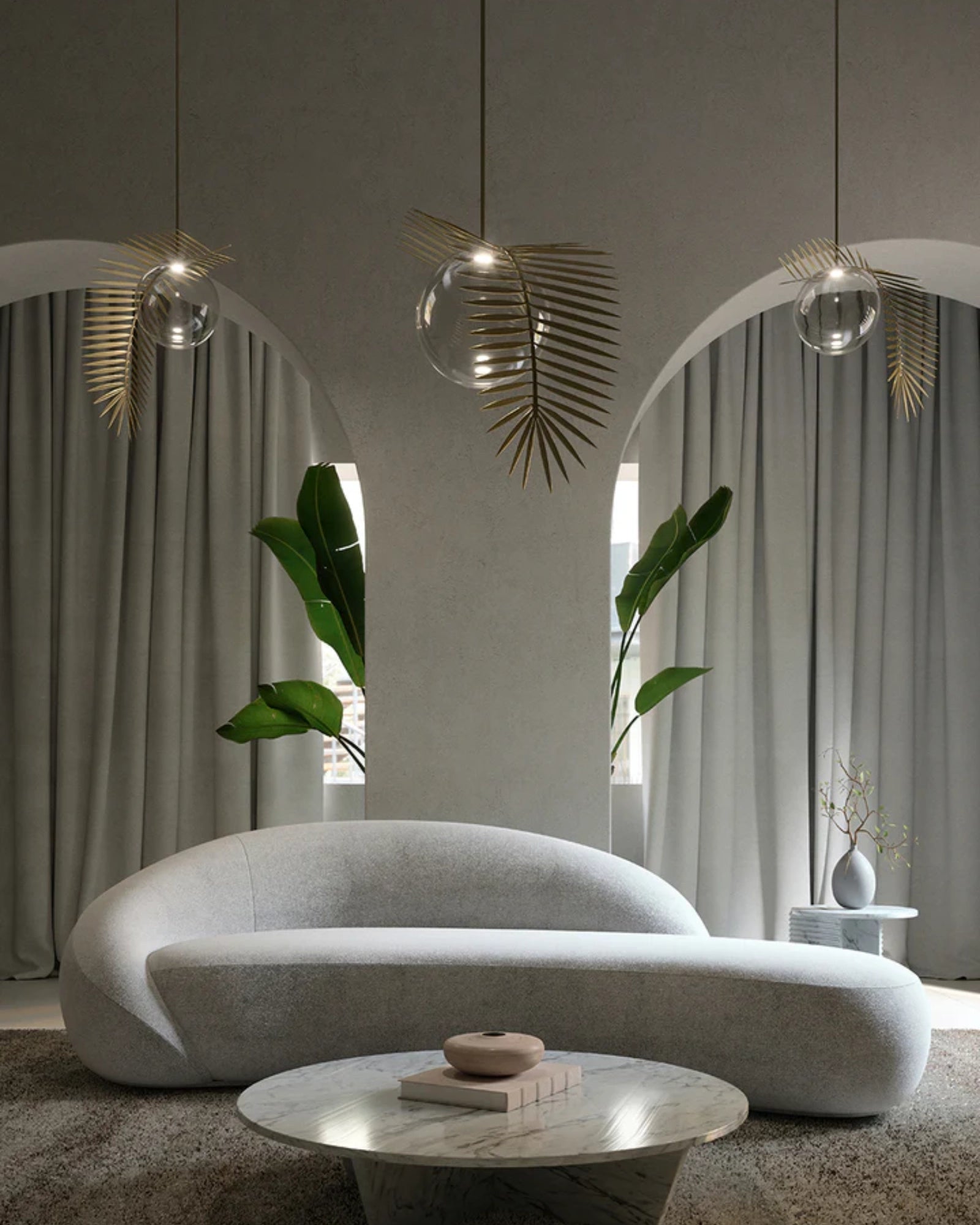 Vegetal Palma Pendant by Cangini & Tucci featured in a modern contemporary living room | Nook Collections