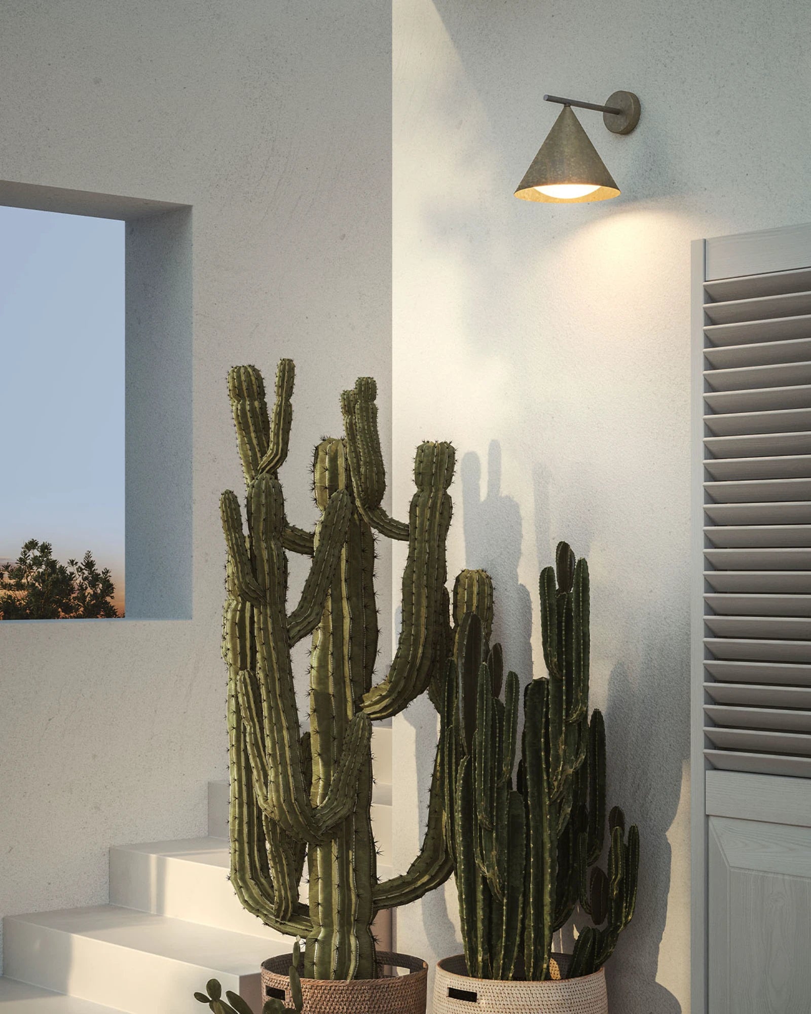 Cone Straight Arm Outdoor Wall Light
