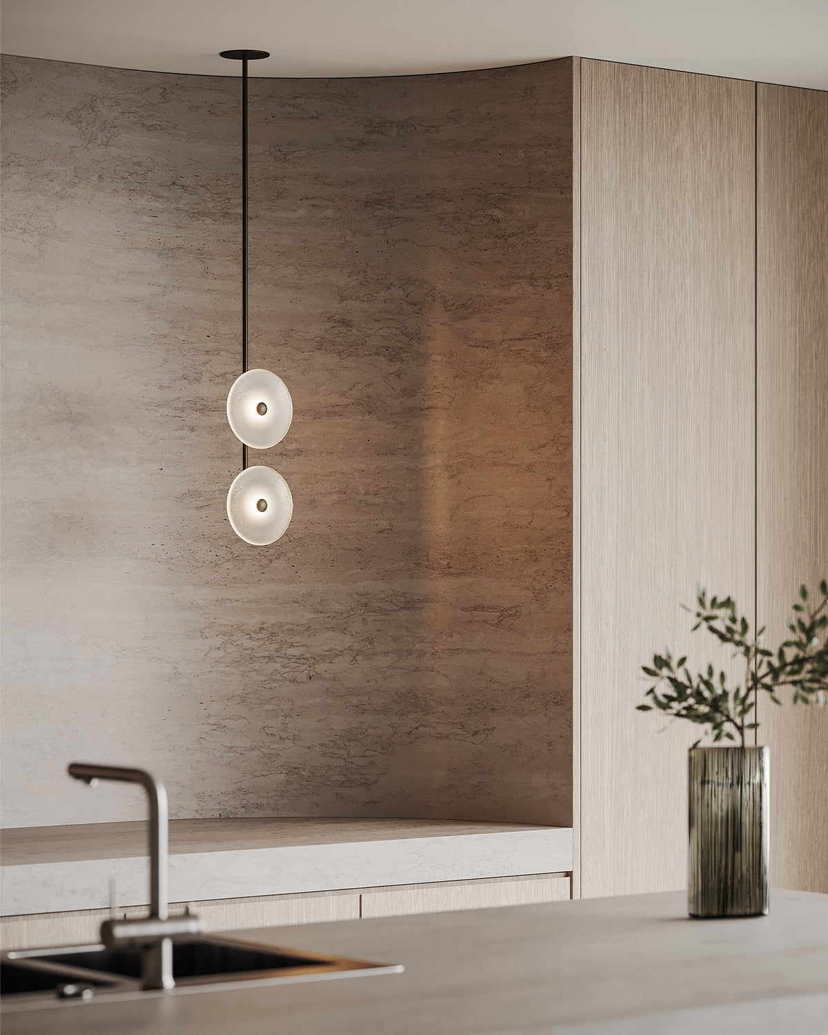 Coral Double Centred Fixed Pendant Light