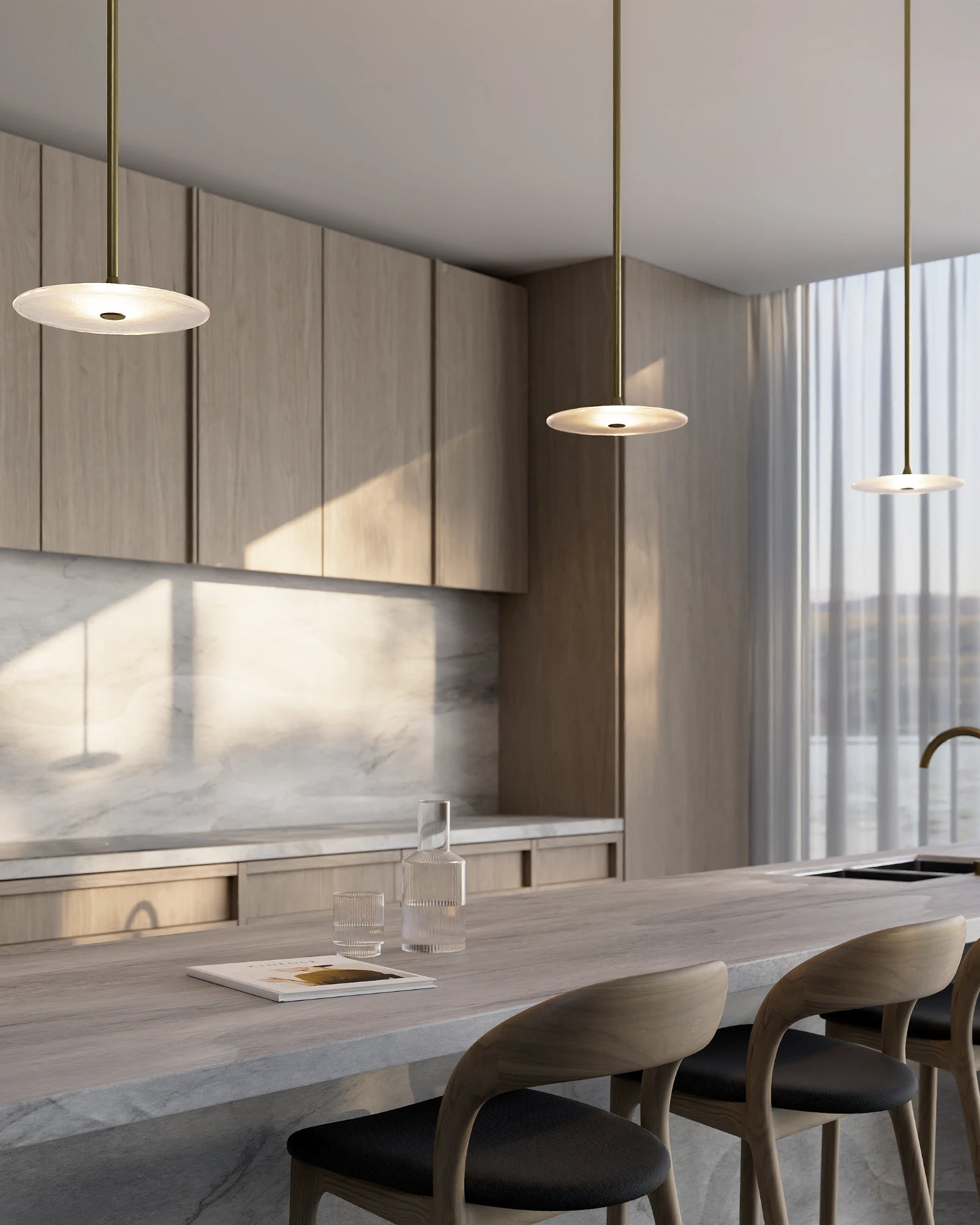 Coral Rod Pendant Light in a contemporary kitchen | Kitchen Lighting Soktas Lighting | Nook Collections