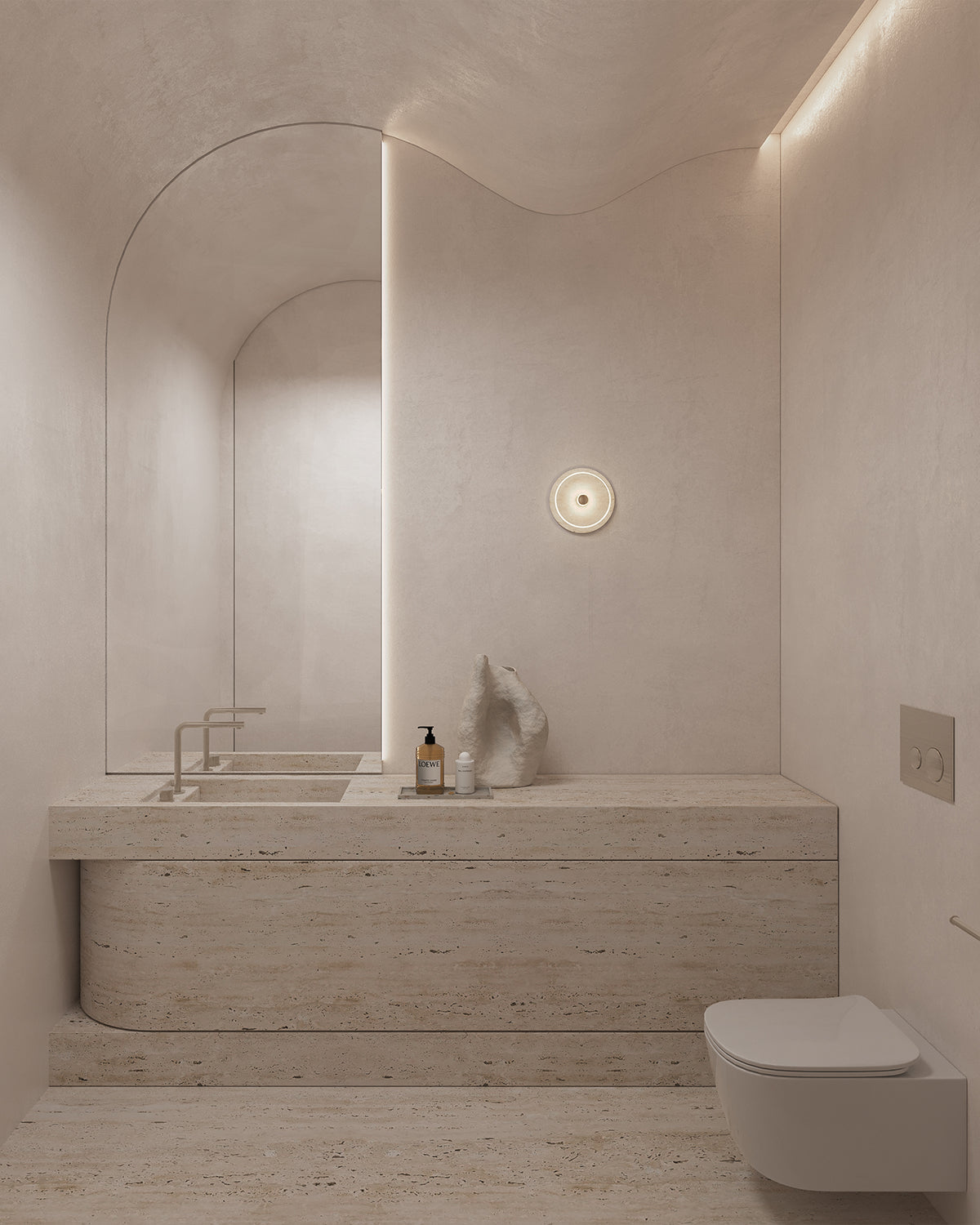Coral Travertine Frosted Wall Light