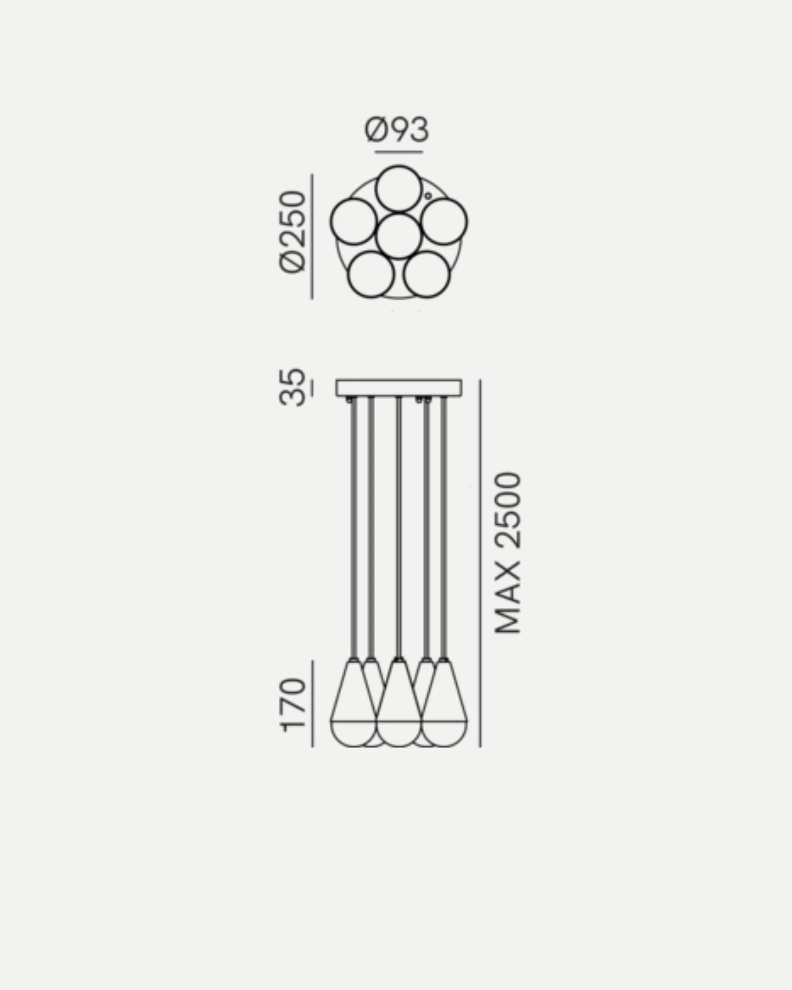 Dew 6lt Pendant Light