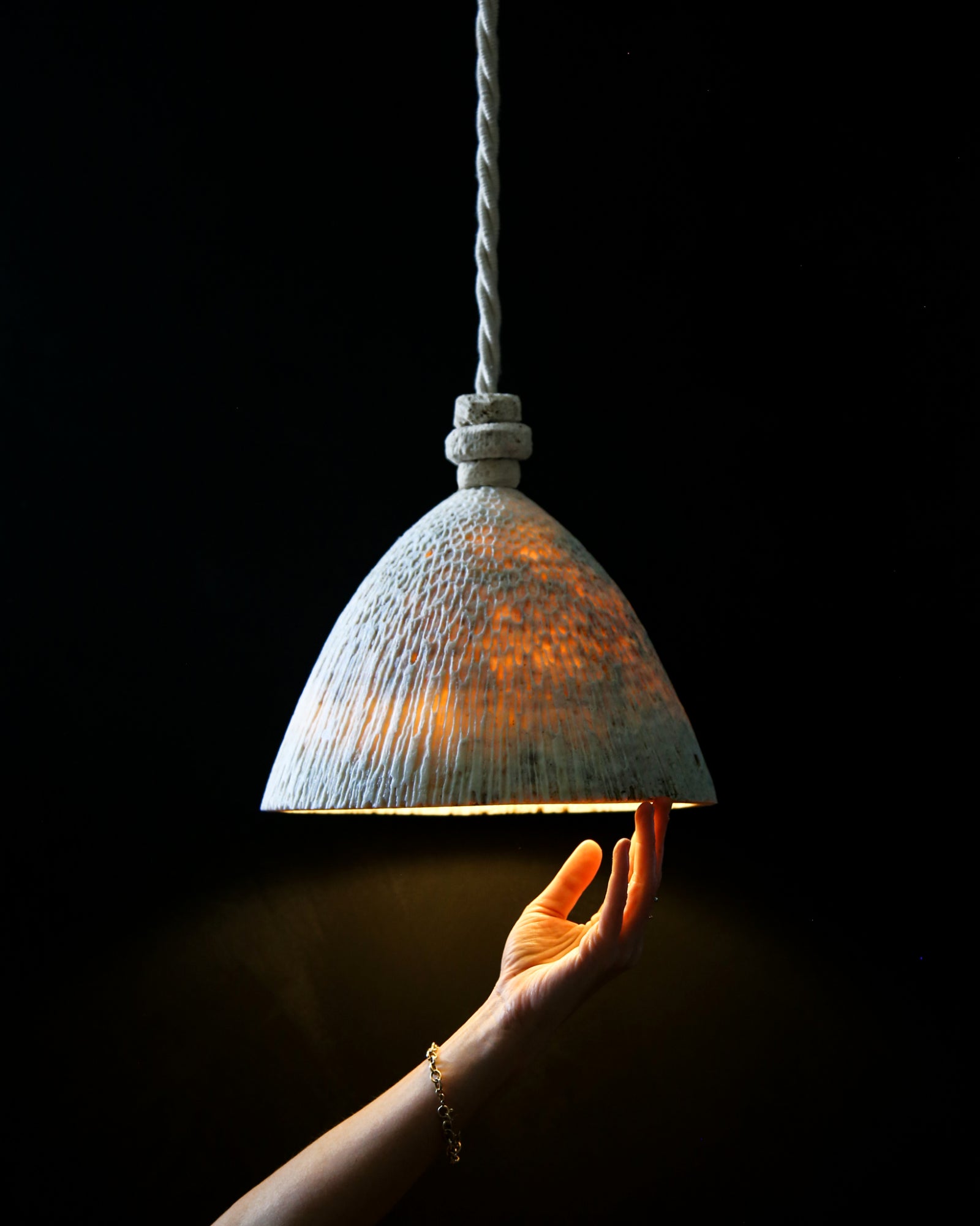 Fossil Coral Cone Pendant Light