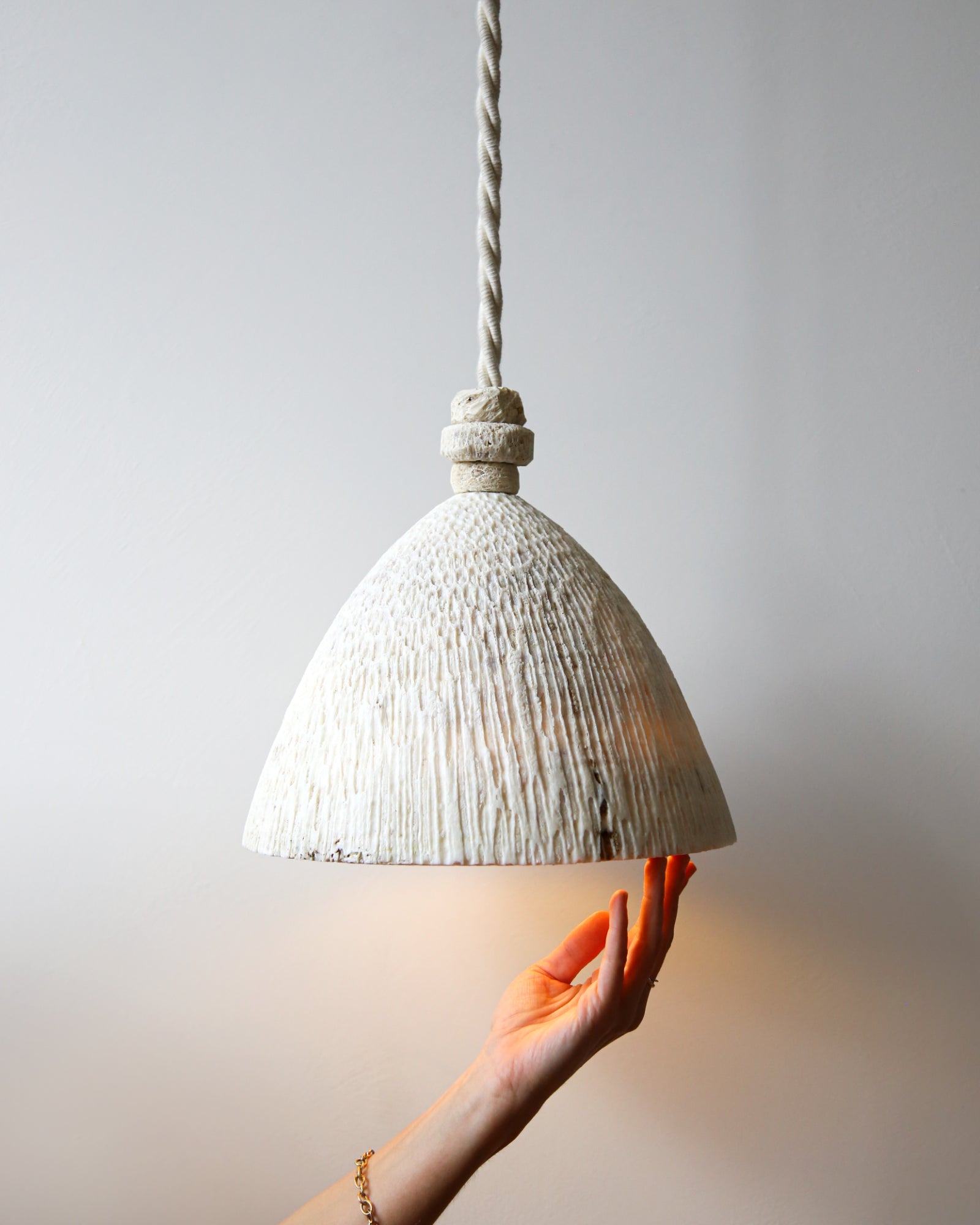 Fossil Coral Cone Pendant Light