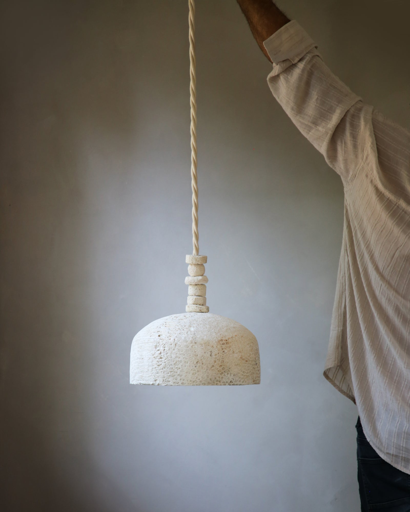 Fossil Coral Dome Pendant Light