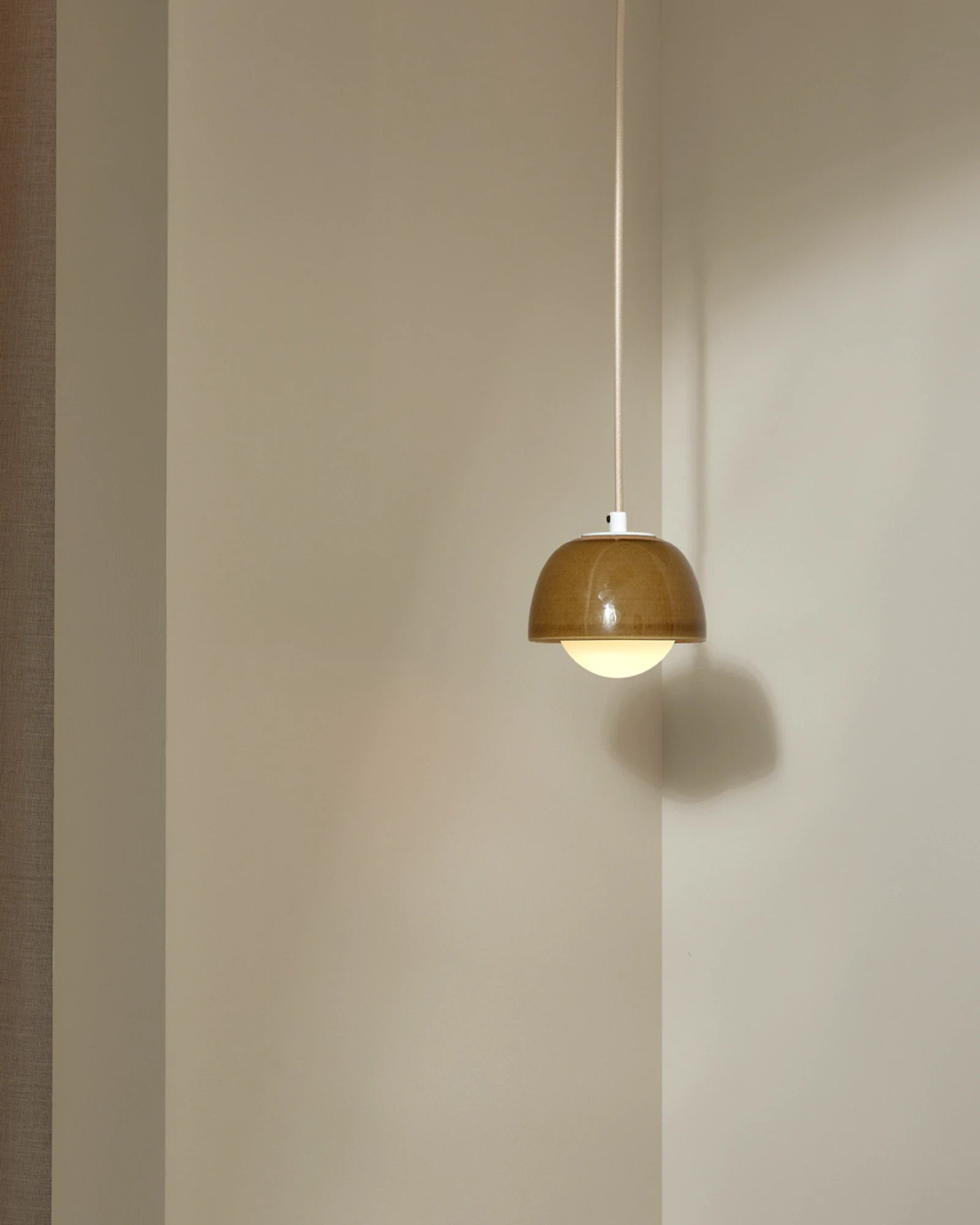 Terra 0 Pendant Light in Chartreuse ceramic finish with white satin finish- Nook Collections