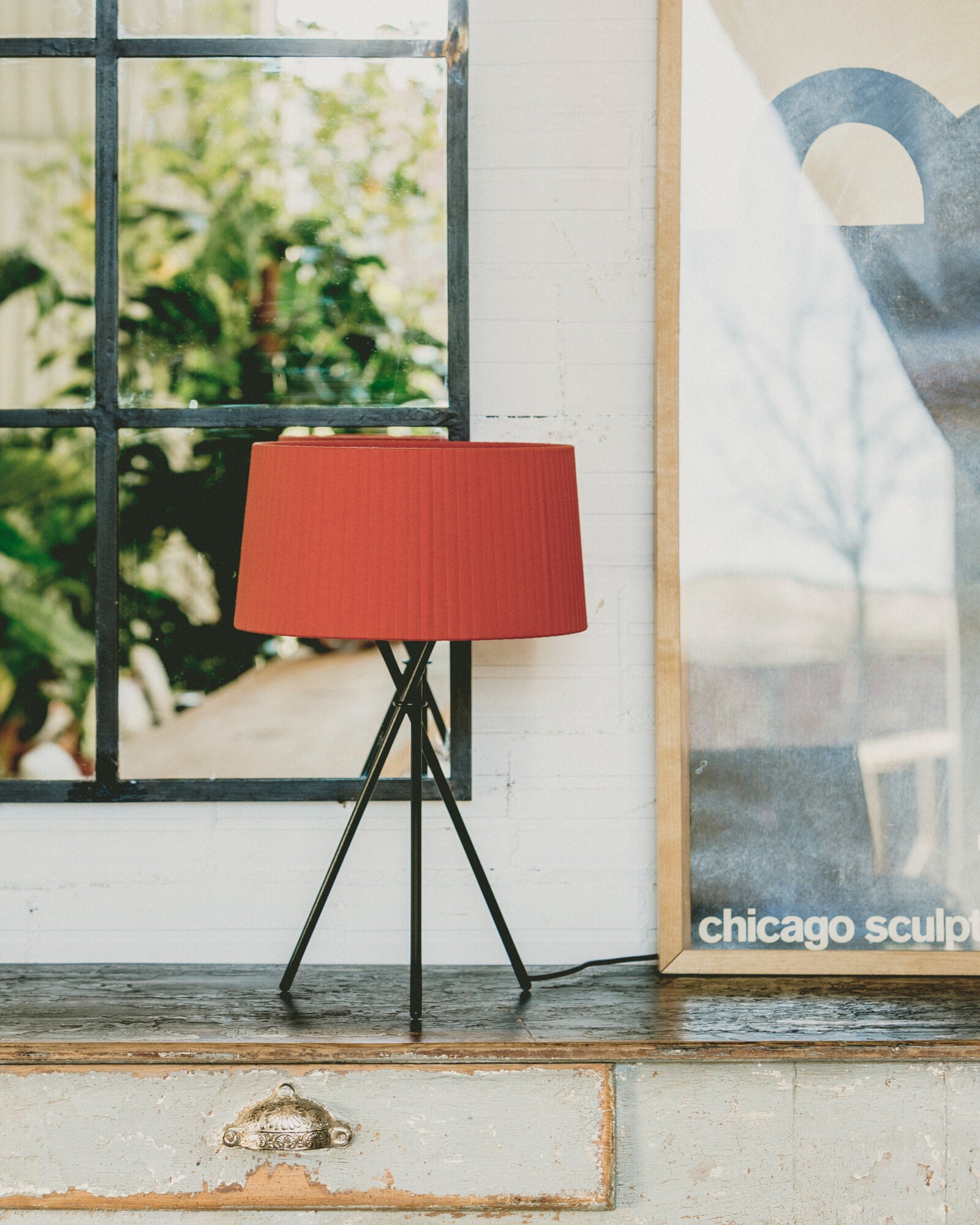 Red tripod store floor lamp