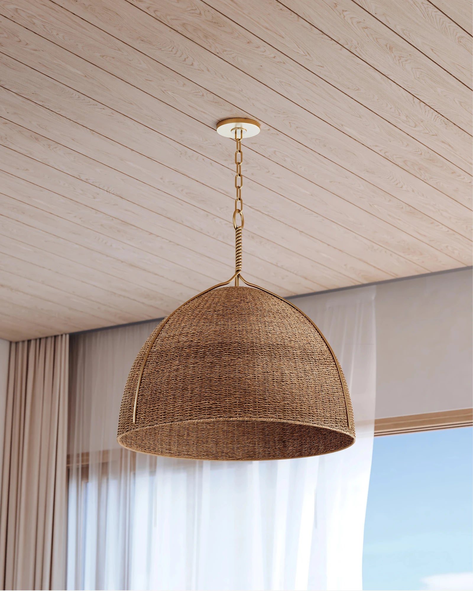 Woodlawn Pendant Light by Hudson Valley Lighting hanging on the ceiling