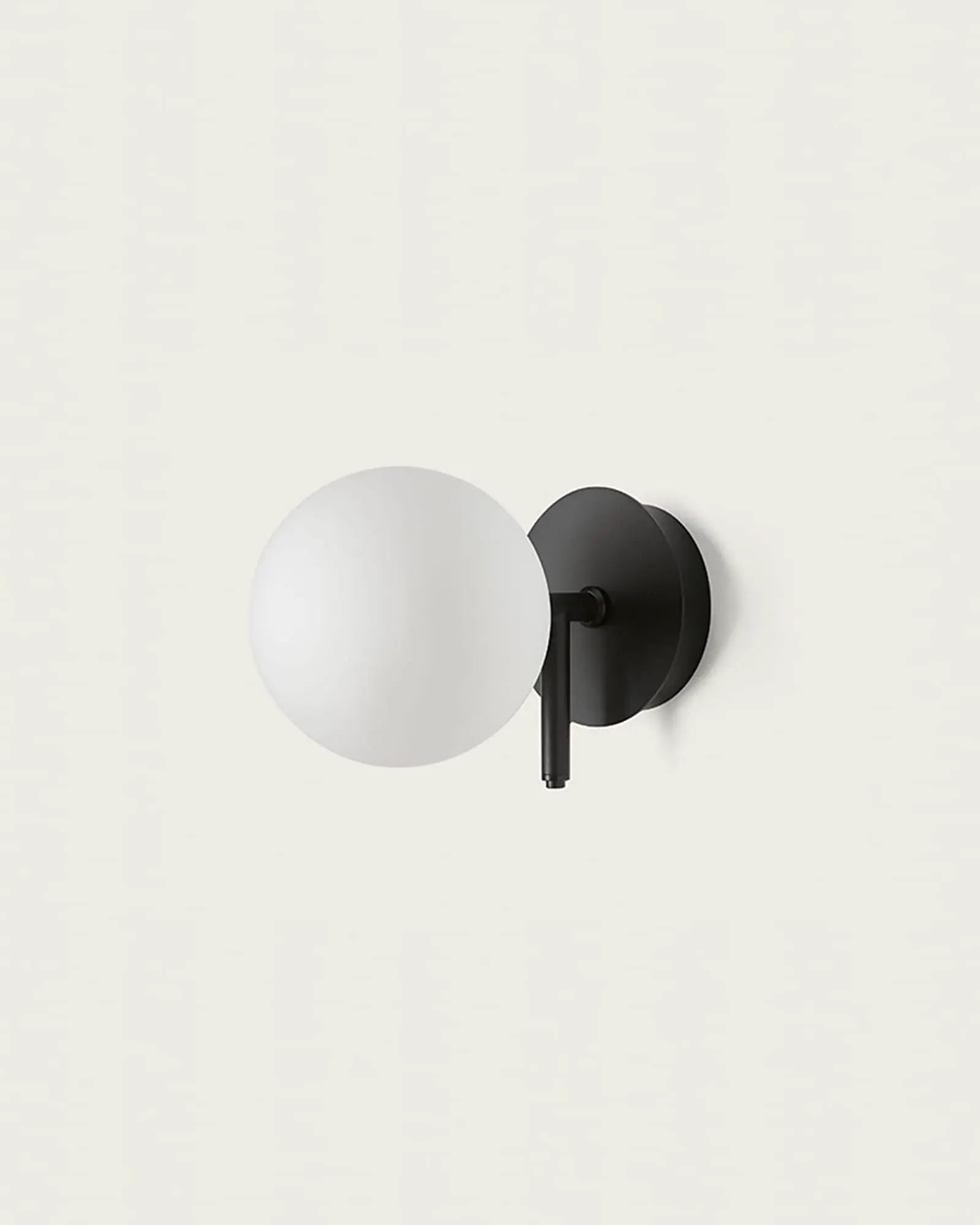 Atom Contemporary orb opal glass shade wall light in black