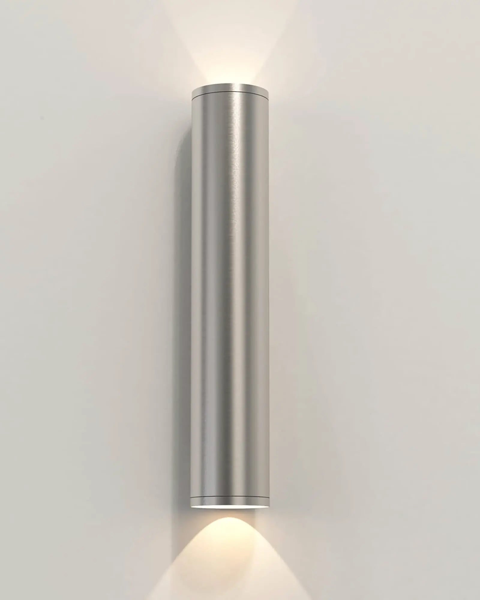 Aba minimalistic cylinder outdoor wall light nickel large