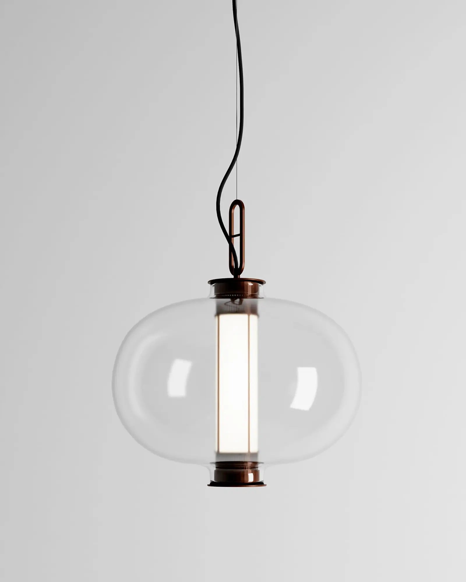 Bai Ma Ma Chinese inspired large lantern style pendant light transparent glass