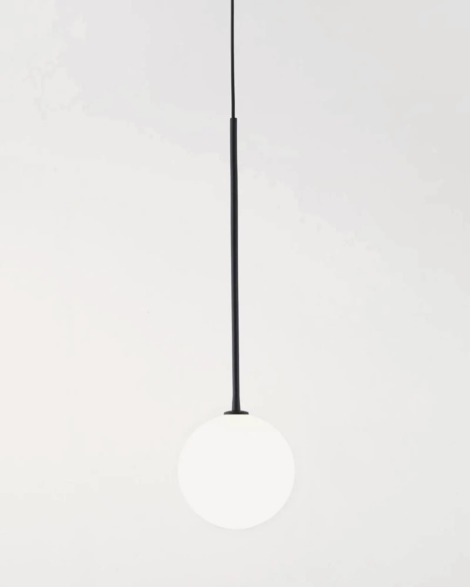 Ball contemporary orb opal glass shade and black pendant light
