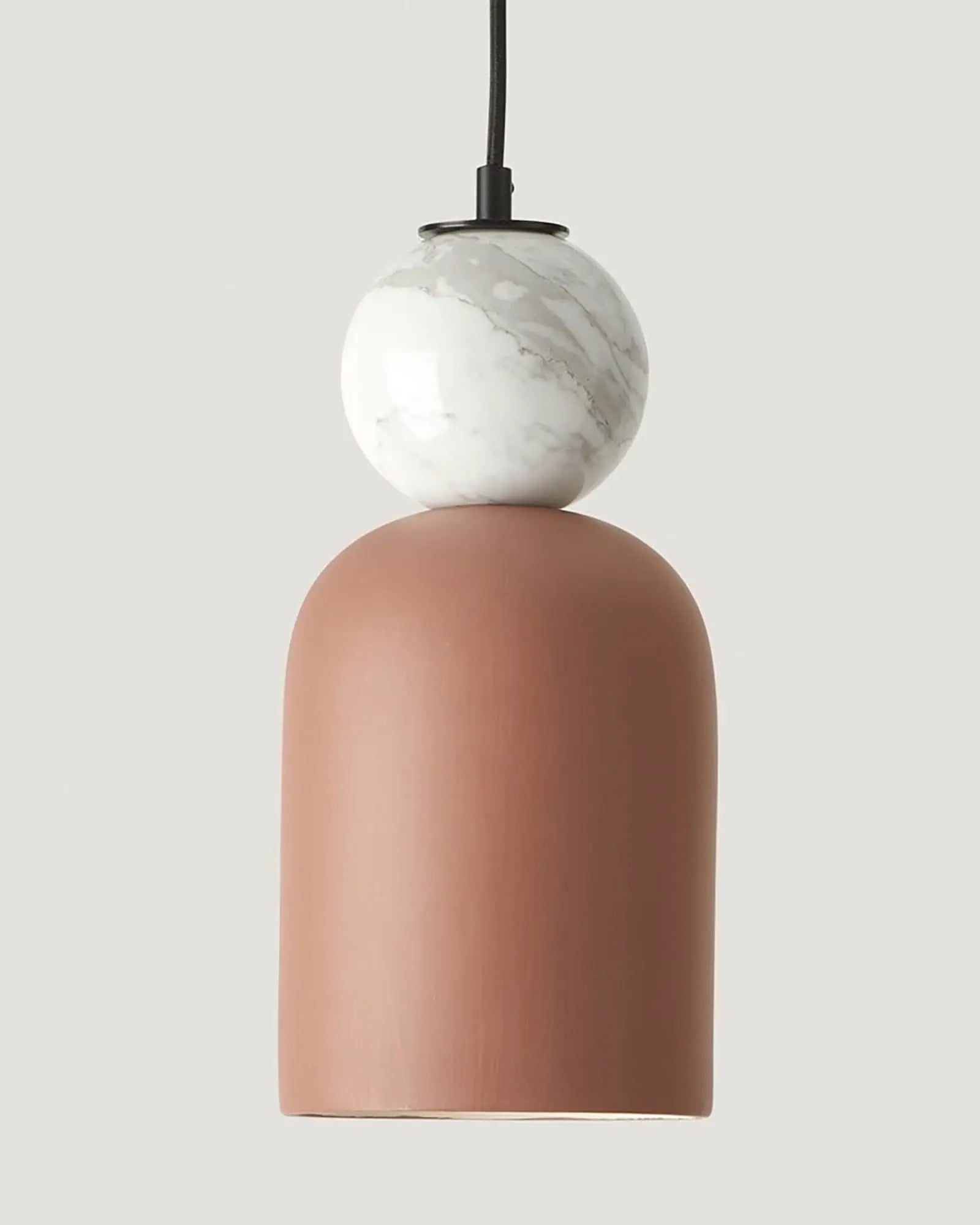 Bell copo pendant contemporary dome with marble sphere detail