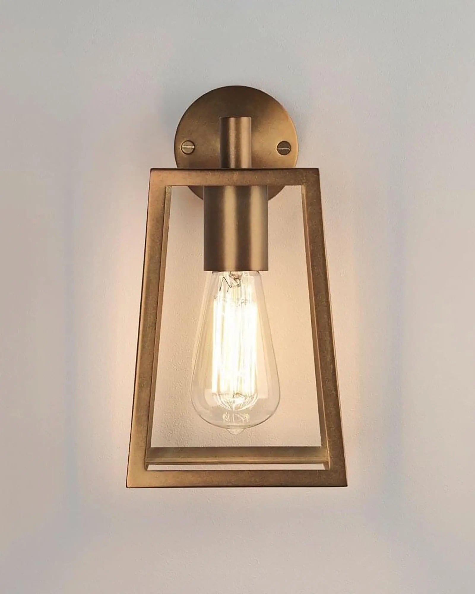 Calvi outdoor lantern style wall light brass