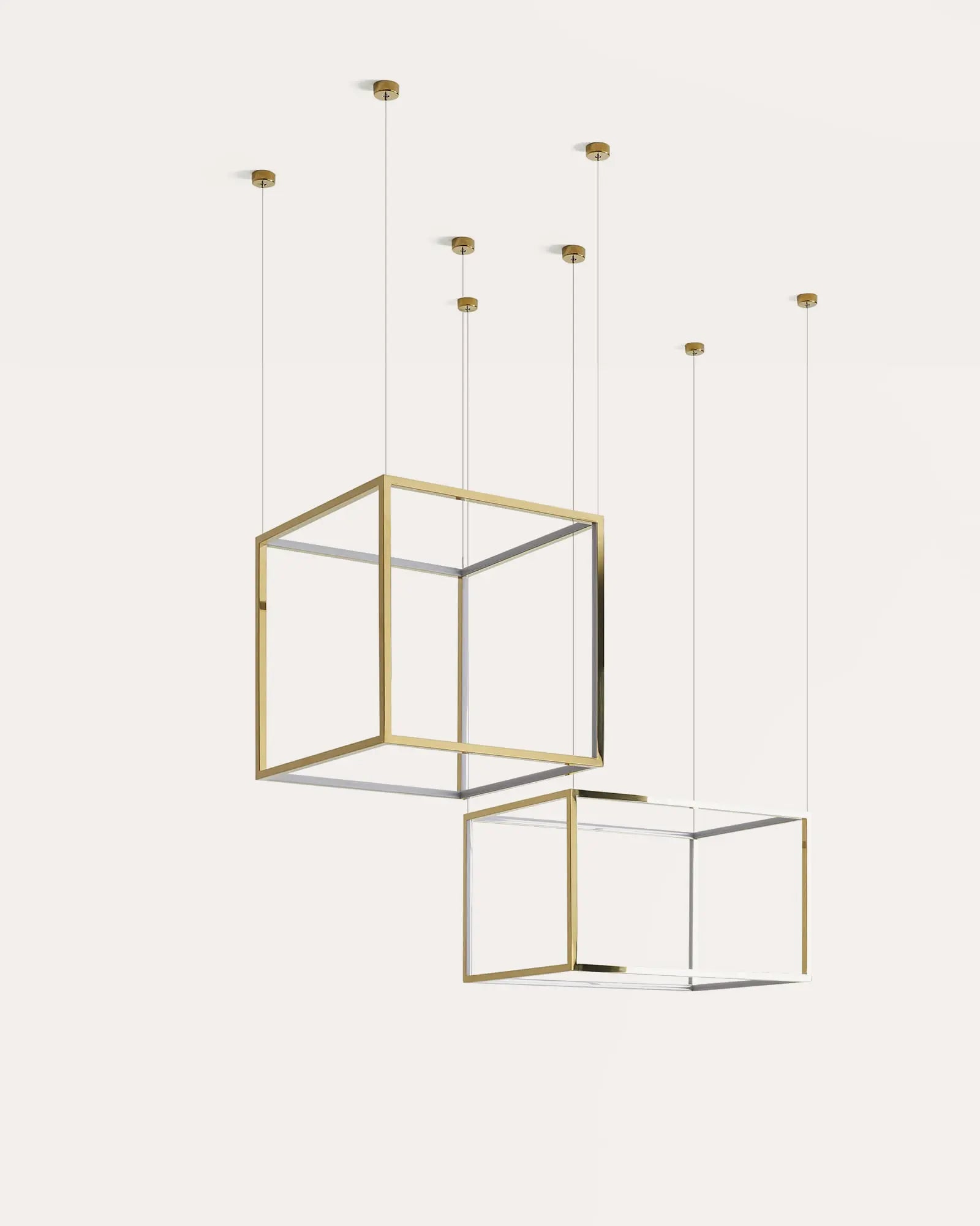 Cube X Geometrical contemporary pendant light brass