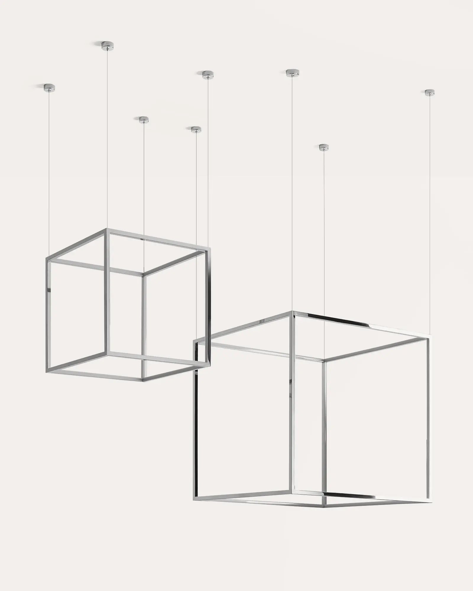 Cube X Geometrical contemporary pendant light chrome