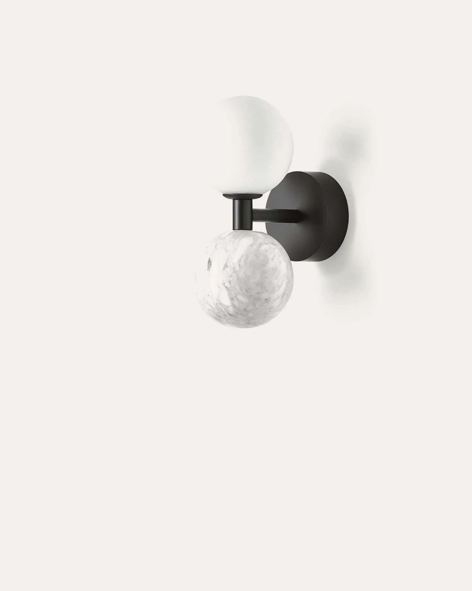 Dalt Wall light marble and opal glass spheres black eith white marble