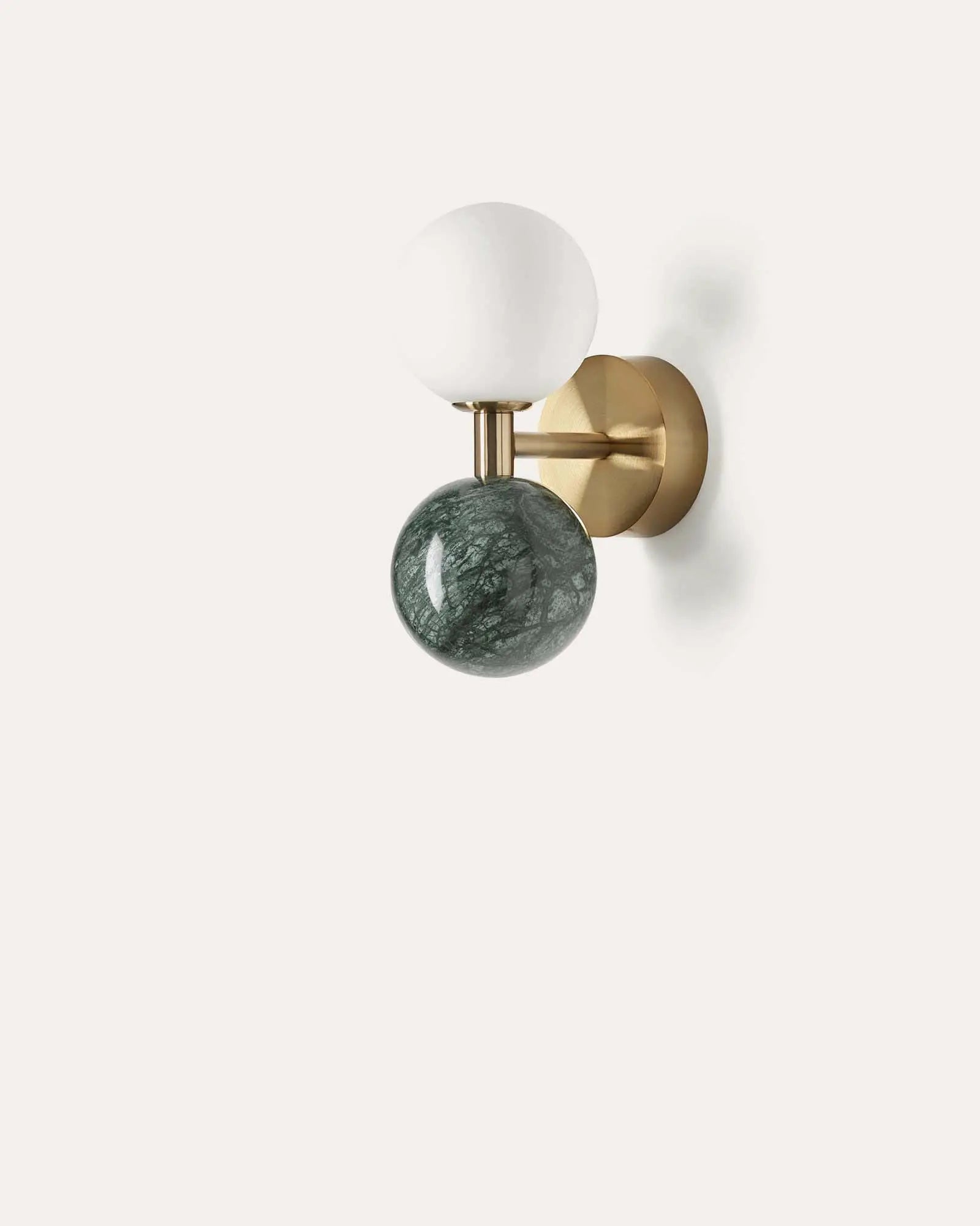 Dalt Wall light marble and opal glass spheres brass with green marble