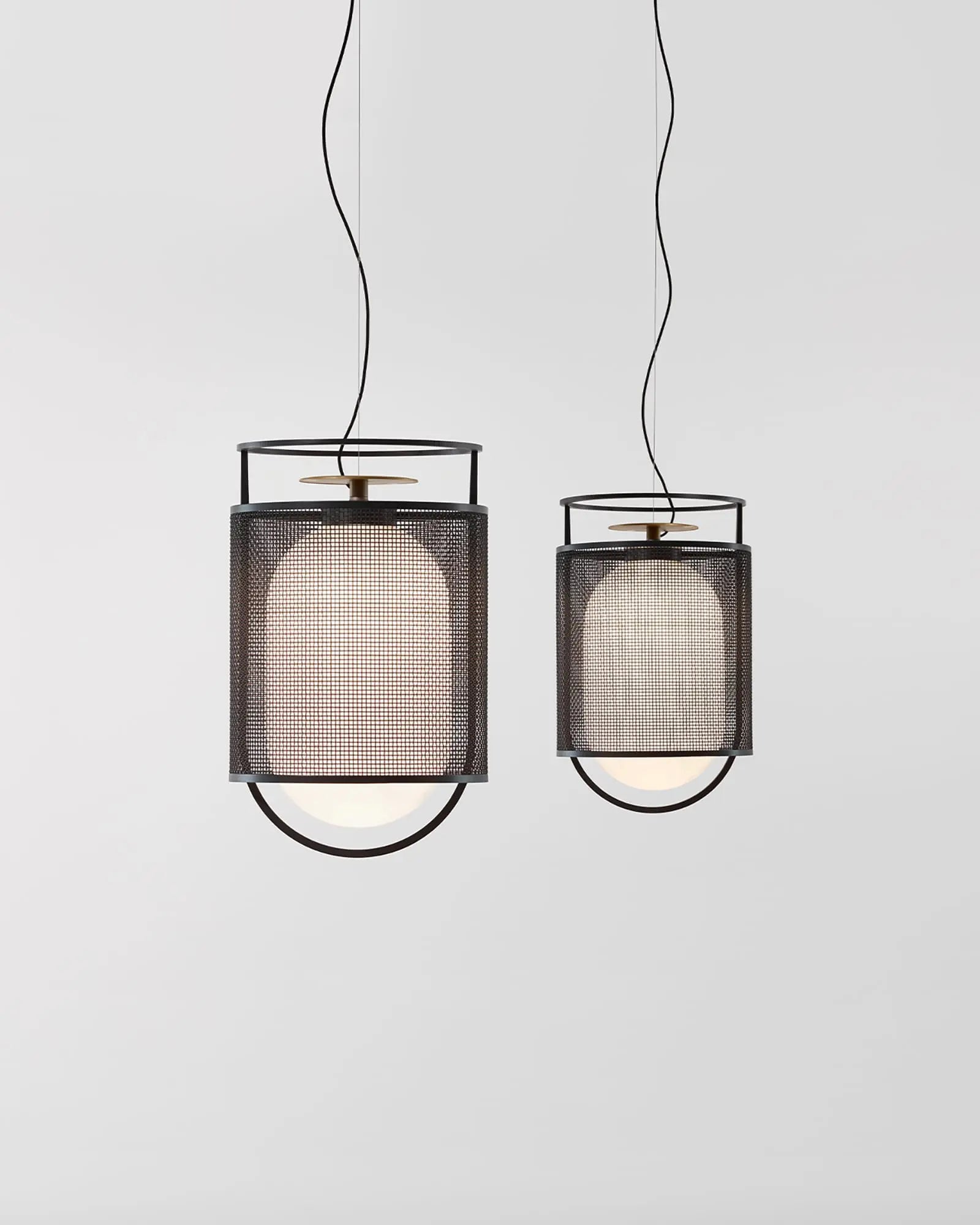 Denglong contemporary pendant light blown glass in a steel cage