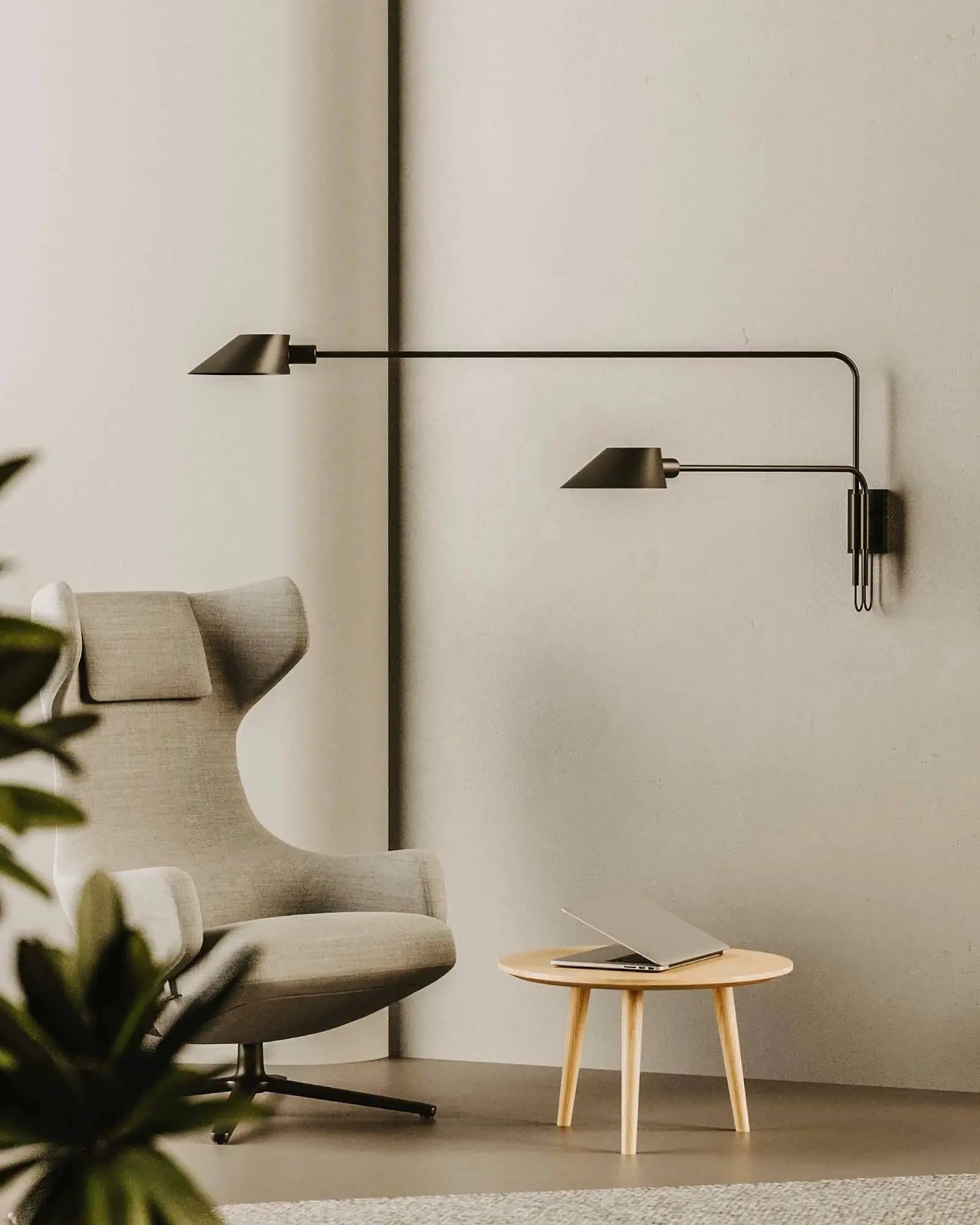 Duo double adjustable minimalistic wall light Scandinavian style in living area