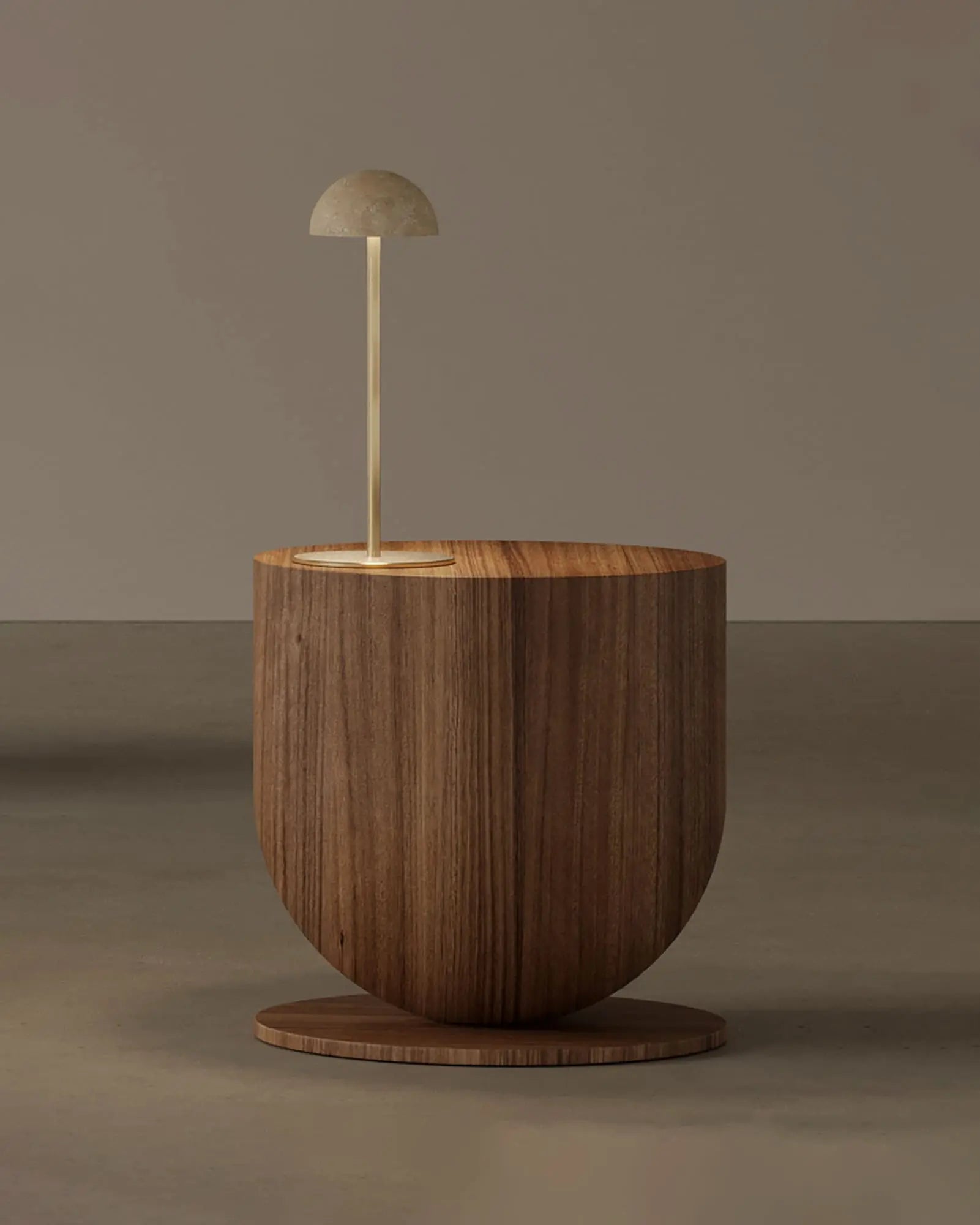 Dussa contemporary minimalistic table light on coffe table travertine and brass