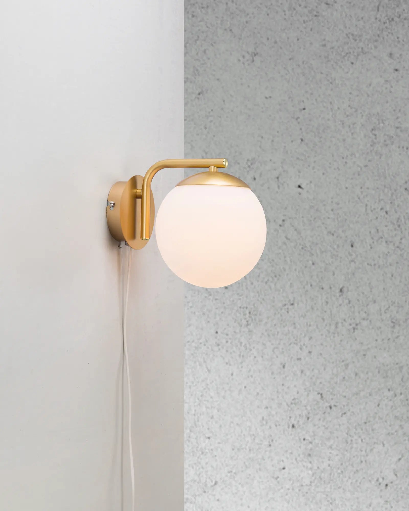 Grant Scandinavian glass orb and brass wall light