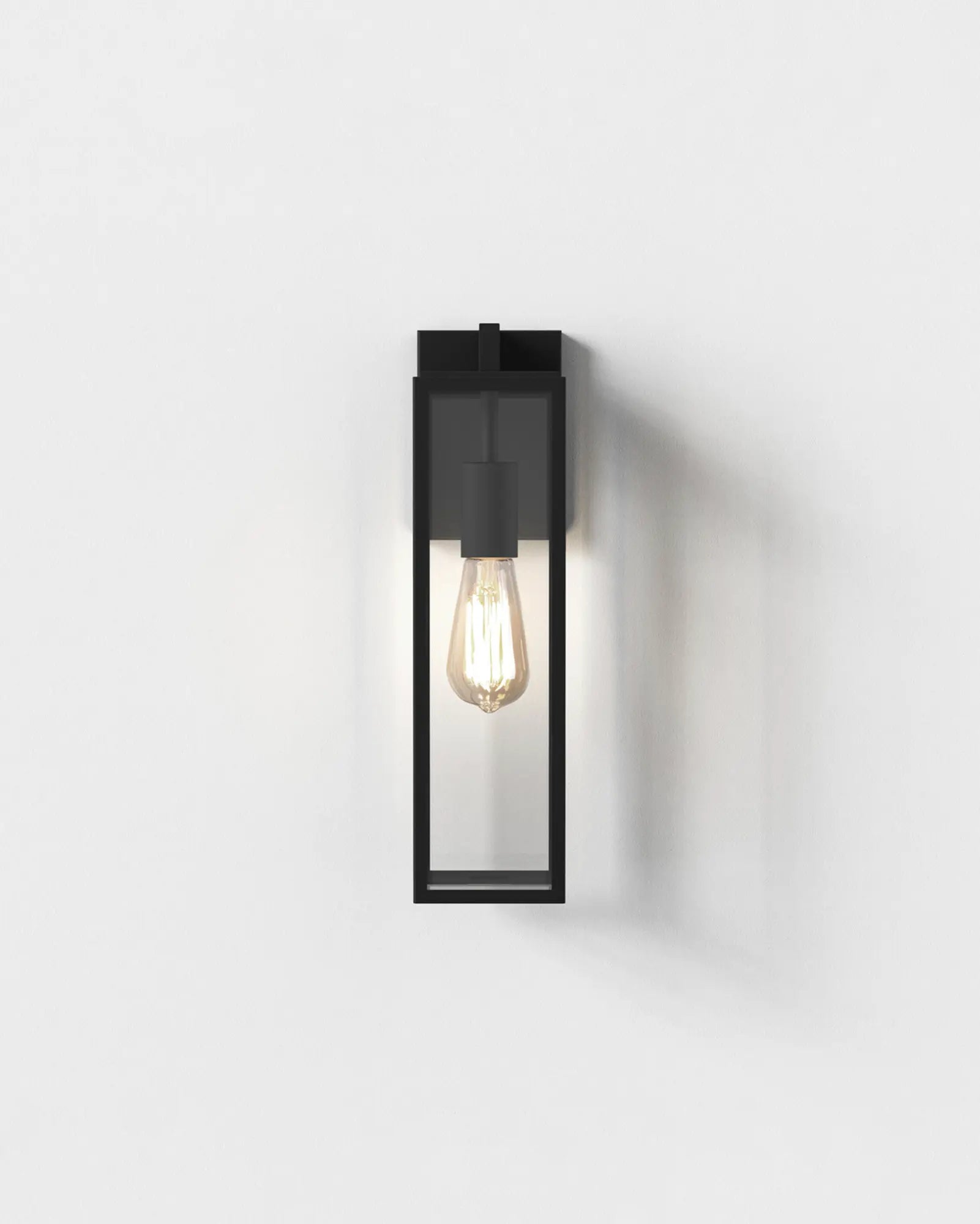Harvard Lantern contemporary outdoor glass and metal wall light front view