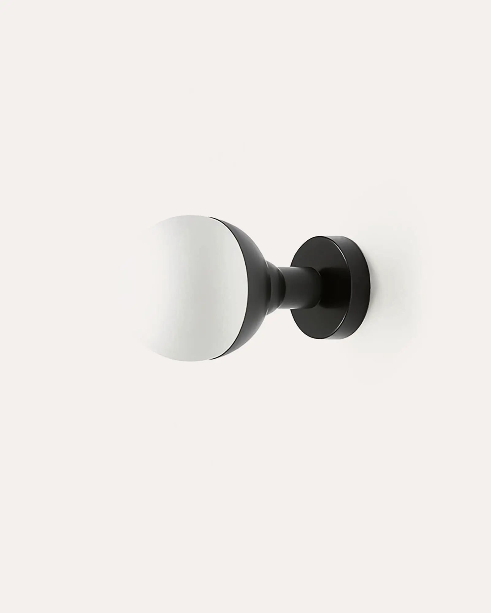 Helmet minimalistic wall light with orb opal glass shade in black