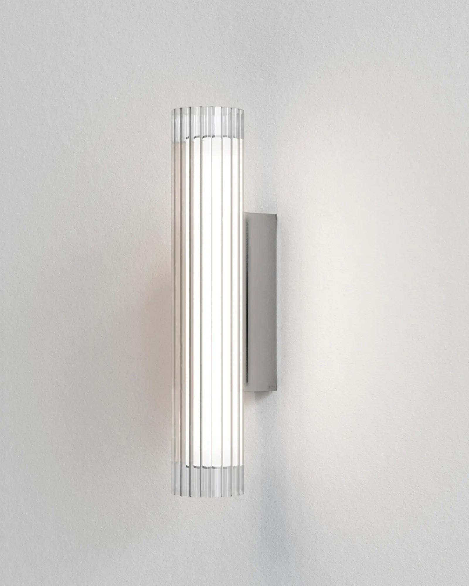 io contemporary glass bathroom wall light medium nickel
