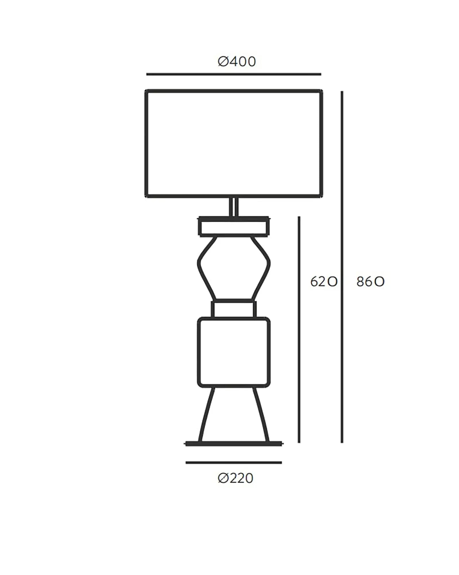 Kitta Ponn contemporary decorative table lamp in ceramic and fabric shade sizes