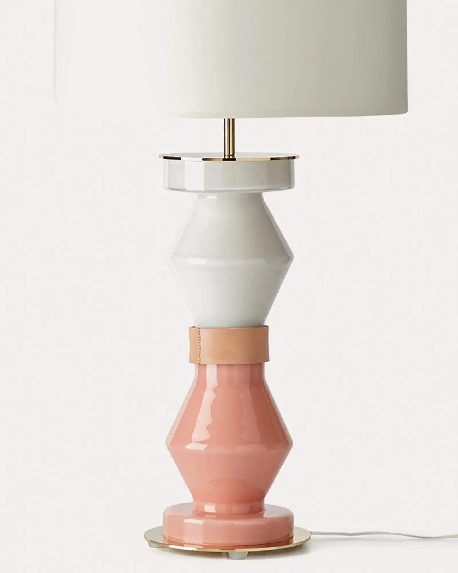 Kitta Kitta contemporary decorative table lamp in ceramic and fabric shade detail