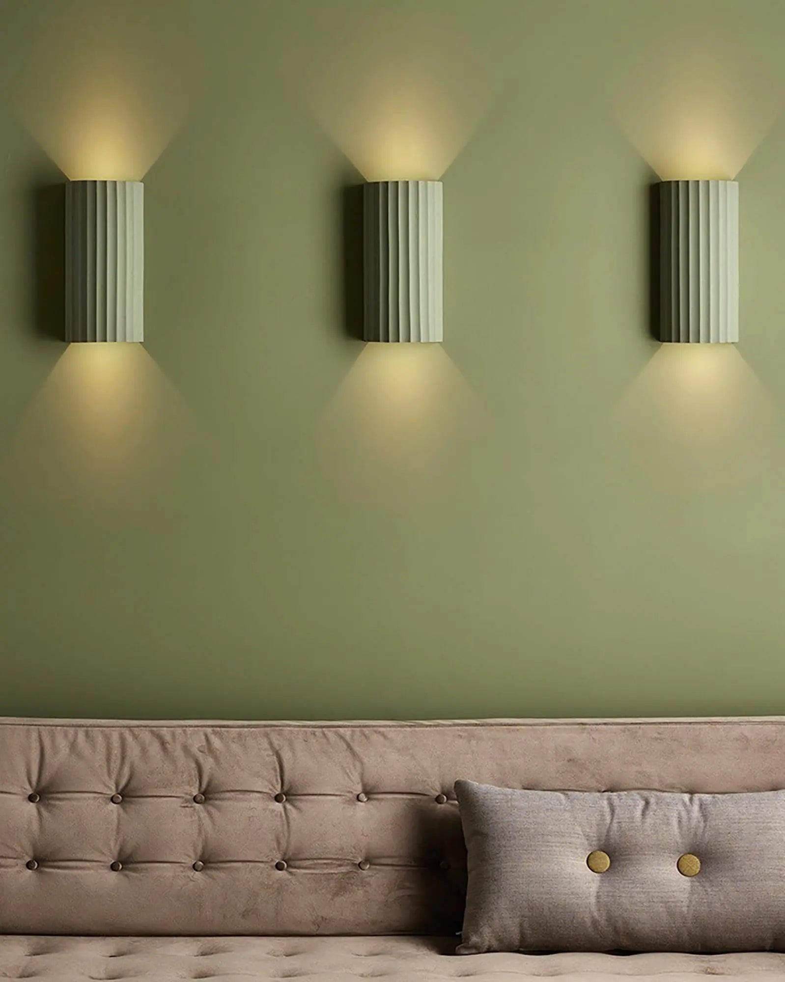 Kymi contemporary architectural wall light cluster above a sofa