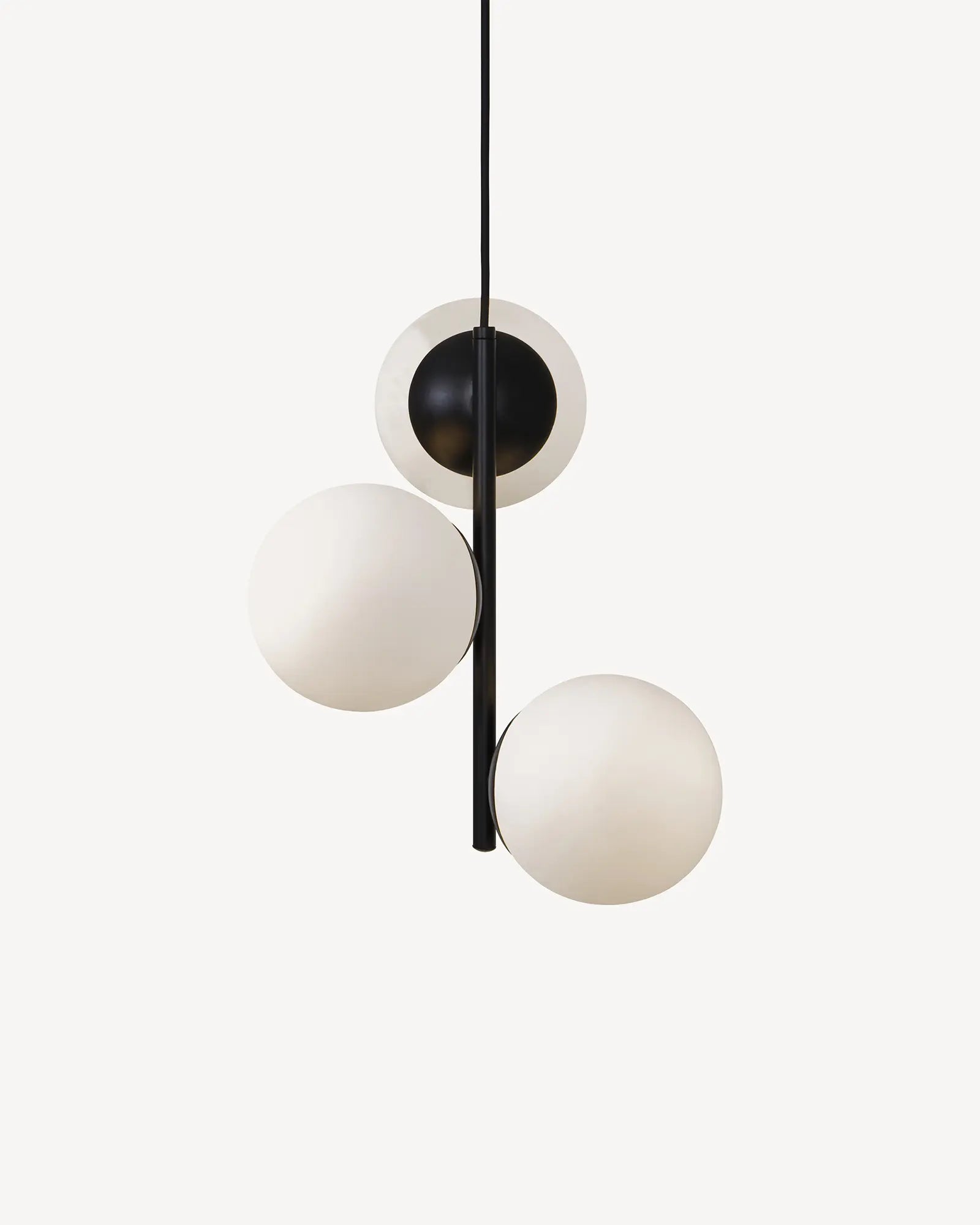 Lilly Pendant light 3 orbs scandinavian opal glass black