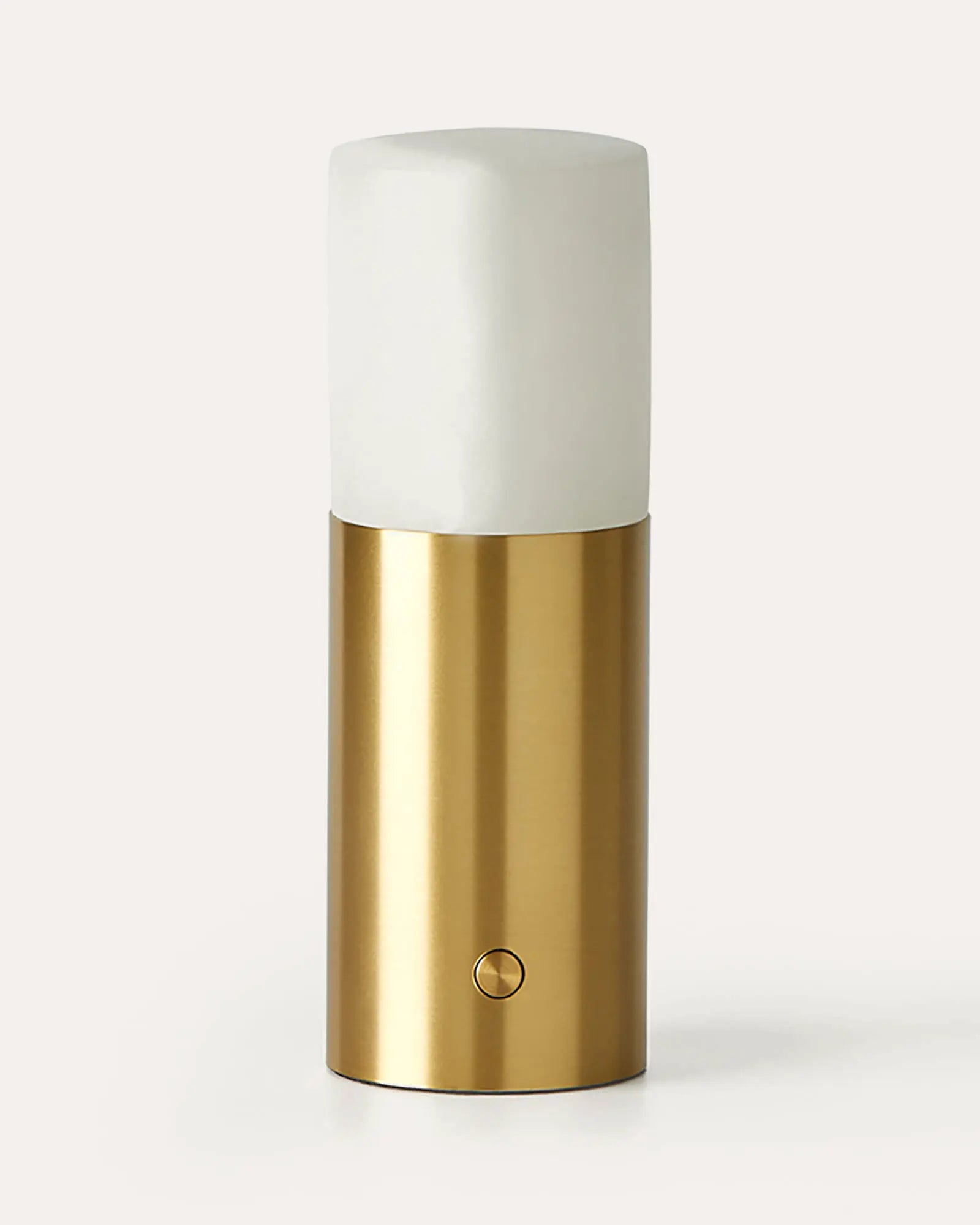 Lind minimalistic rechargeable table lamp in brass and alabaster 
