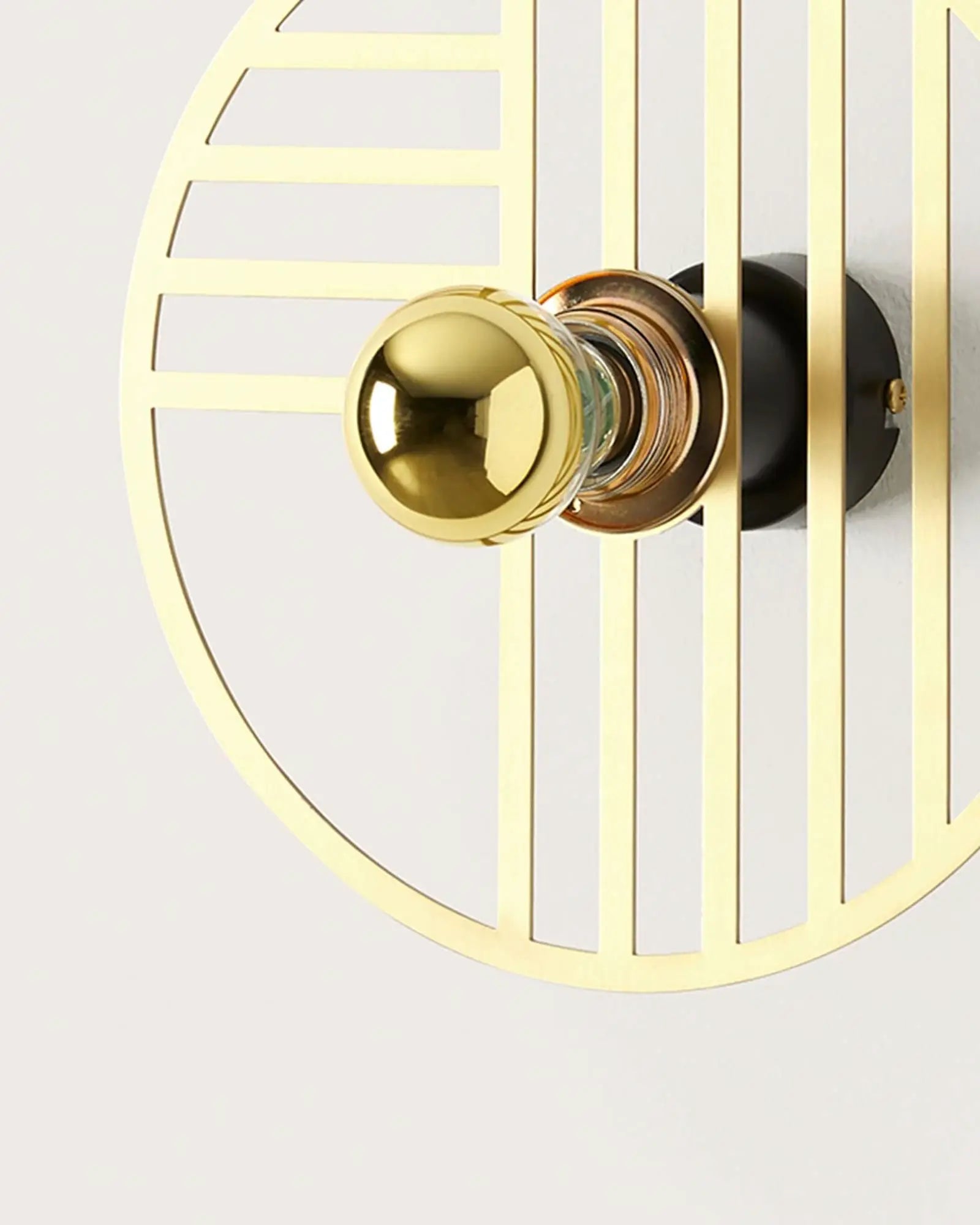 Line brass round minimal shade wall light detail